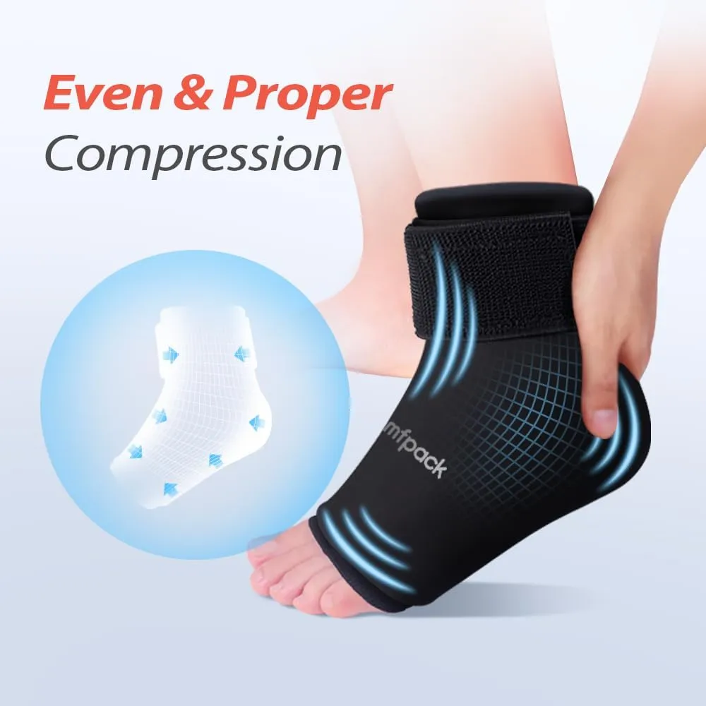 Ankle Ice Pack for Injuries Resuable, 2PCS Gel Ankle Foot Heel Ice Pack Wrap with Hot Cold Compression Pain Relief for Plantar Fasciitis, Swelling, Sprained, Achilles Tendonitis, Heel Spur