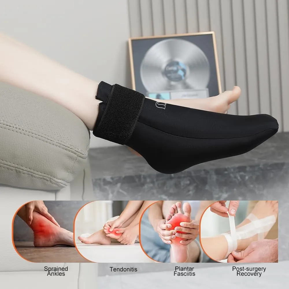 Ankle Ice Pack Wrap for Swelling and Injuries Recovery,Reusable Gel Ice Pack for Foot and Ankle,Ice Cold Compression Sock for Foot Heel Wrap,Tendonitis,Plantar Fasciitis,Swelling,Sprained,Black