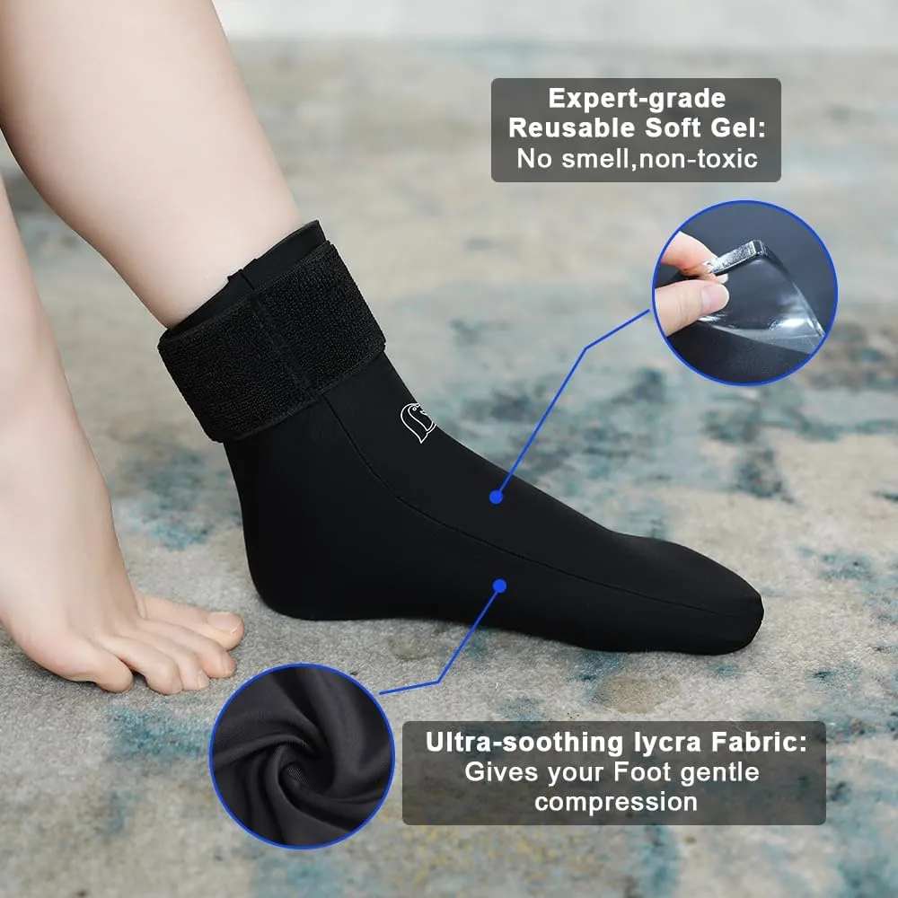 Ankle Ice Pack Wrap for Swelling and Injuries Recovery,Reusable Gel Ice Pack for Foot and Ankle,Ice Cold Compression Sock for Foot Heel Wrap,Tendonitis,Plantar Fasciitis,Swelling,Sprained,Black