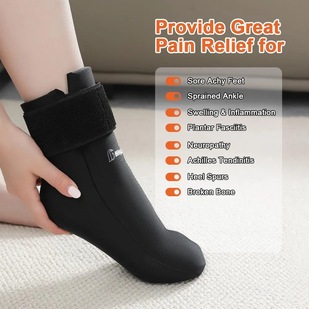 Ankle Ice Pack Wrap for Swelling and Injuries Recovery,Reusable Gel Ice Pack for Foot and Ankle,Ice Cold Compression Sock for Foot Heel Wrap,Tendonitis,Plantar Fasciitis,Swelling,Sprained,Black