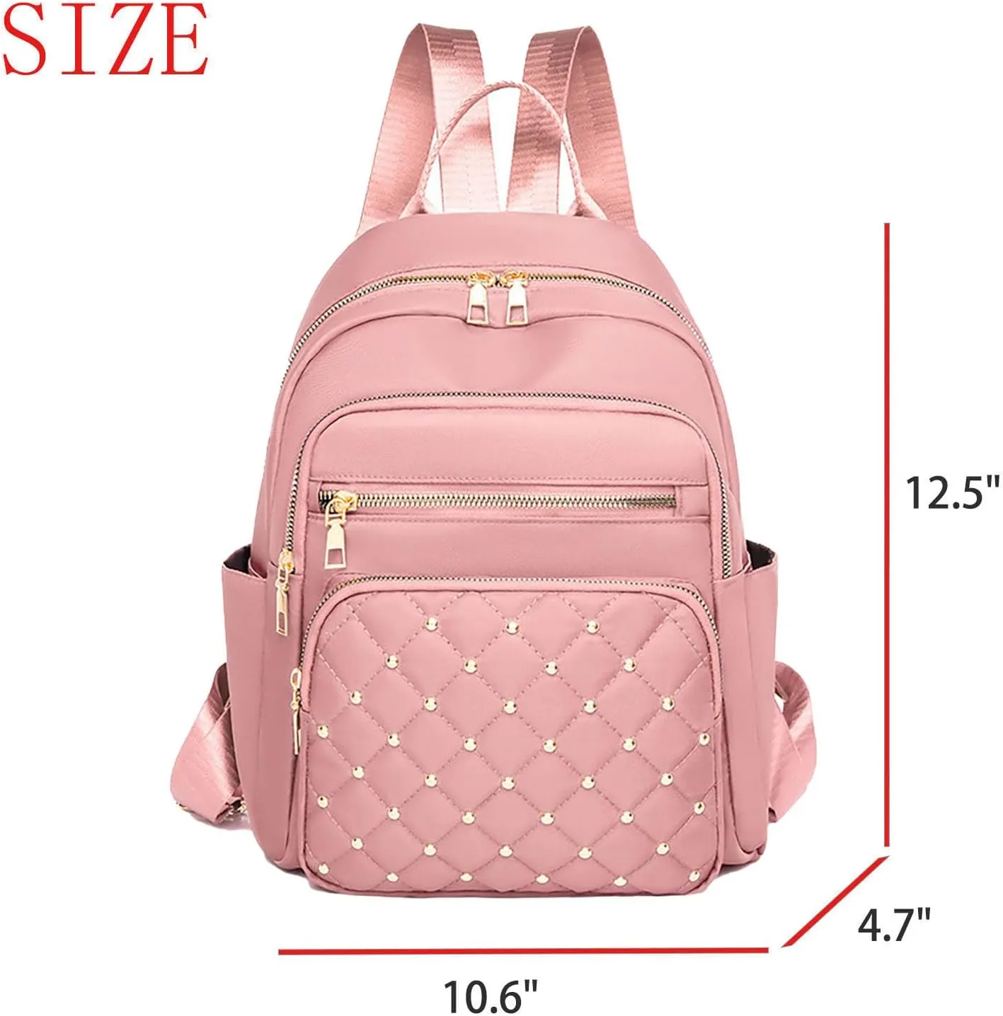 Anti-Theft Oxford College Backpack Lightweight Travel Daypack for Women Work Commute Outdoor Hiking Essentials (Pink)