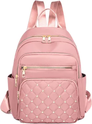 Anti-Theft Oxford College Backpack Lightweight Travel Daypack for Women Work Commute Outdoor Hiking Essentials (Pink)