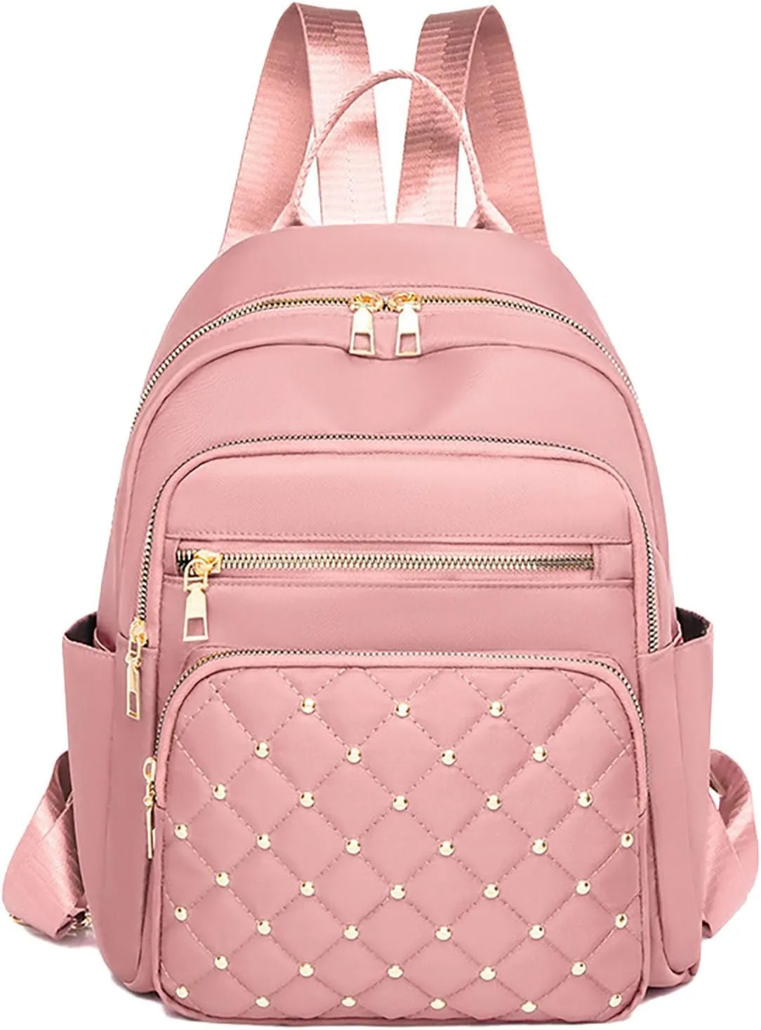 Anti-Theft Oxford College Backpack Lightweight Travel Daypack for Women Work Commute Outdoor Hiking Essentials (Pink)