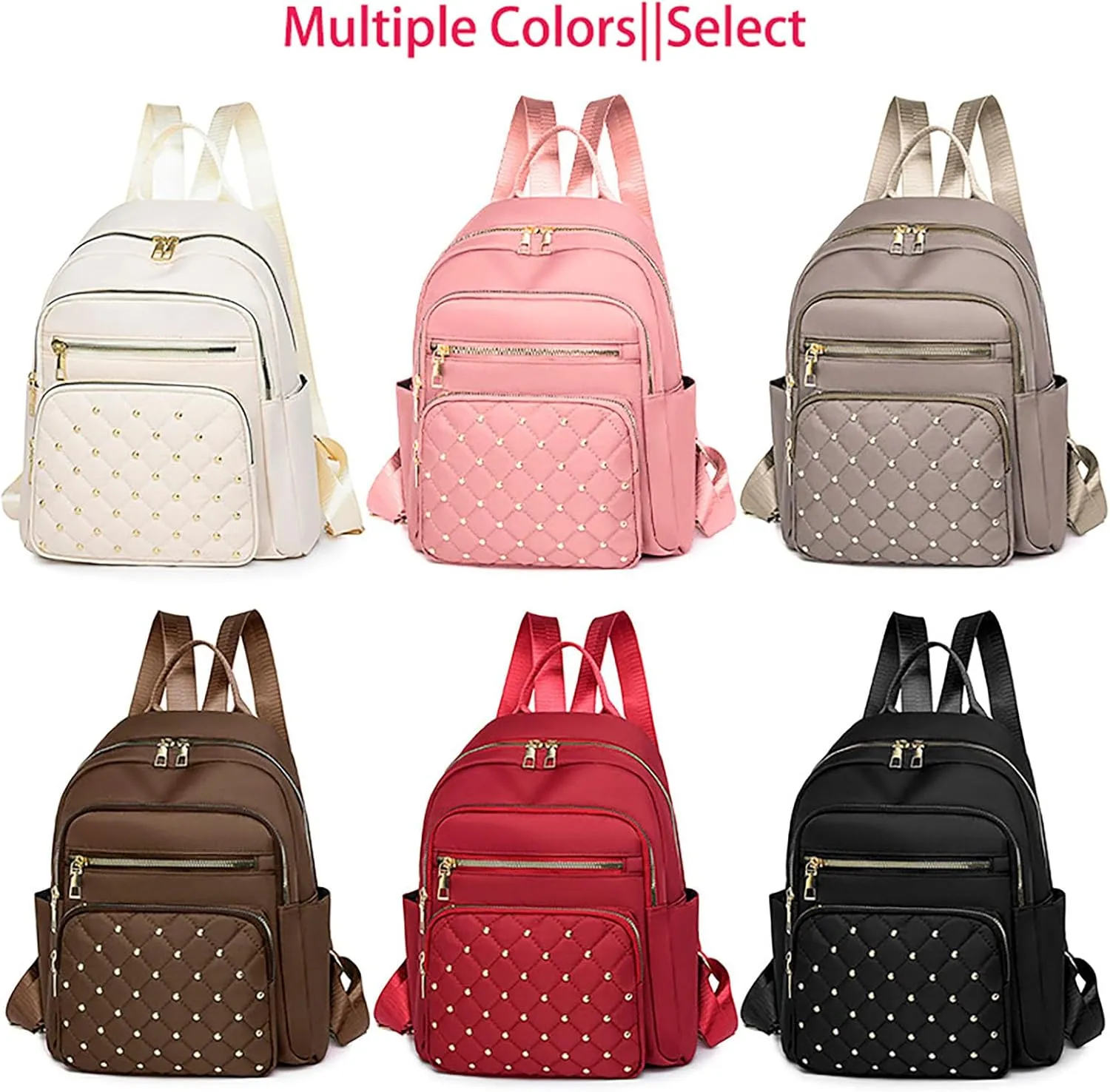 Anti-Theft Oxford College Backpack Lightweight Travel Daypack for Women Work Commute Outdoor Hiking Essentials (White)