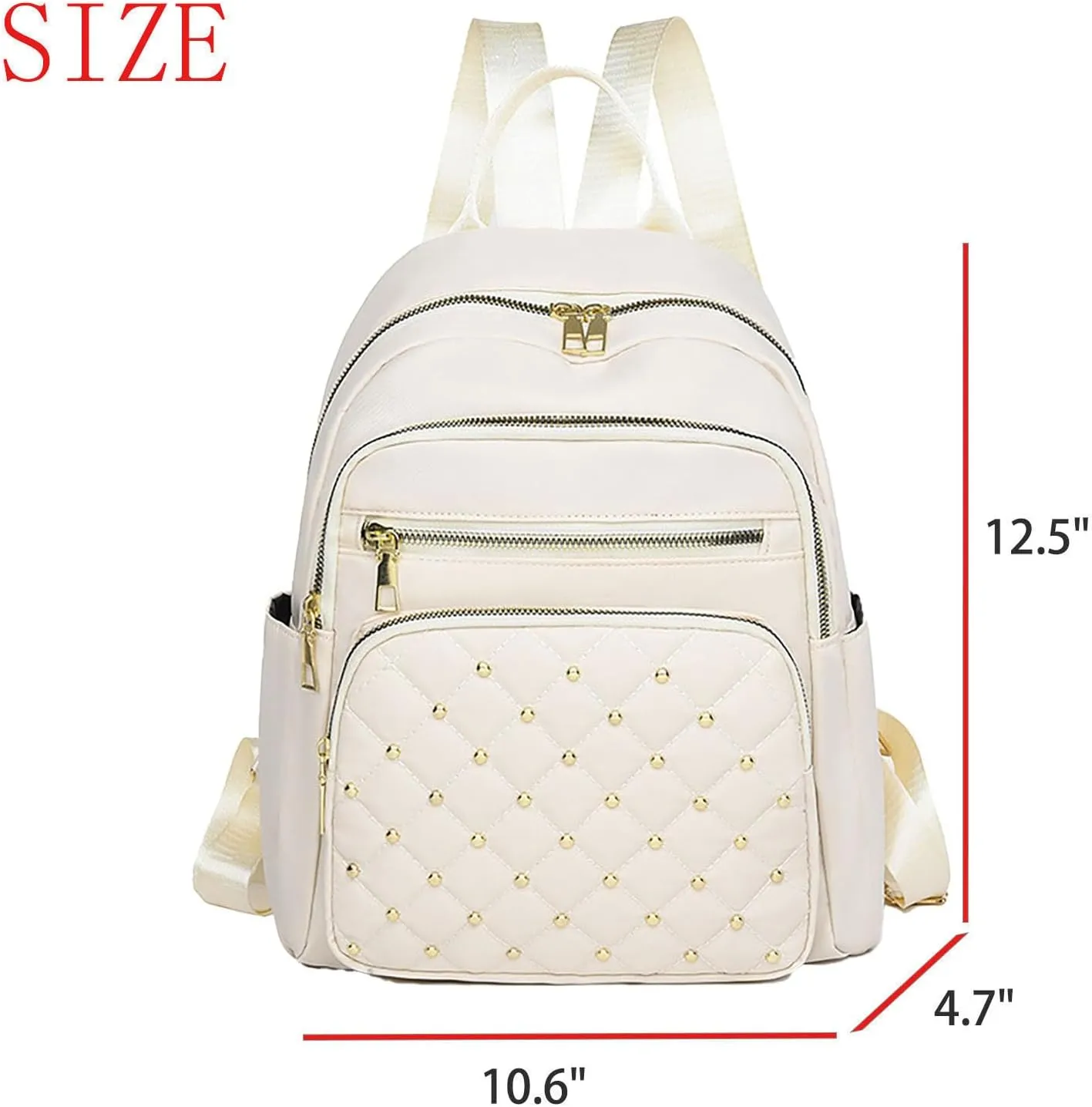 Anti-Theft Oxford College Backpack Lightweight Travel Daypack for Women Work Commute Outdoor Hiking Essentials (White)