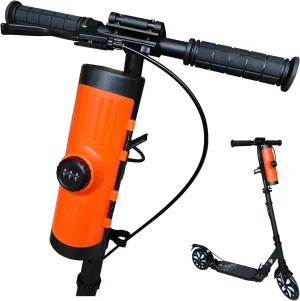 Anti-Theft Scooter Lock Box - 3-Digit Combo Weatherproof Storage Bag (740mL) for Electric Scooters, Bikes & Kid Scooters - Handlebar Stem Mount with Bracket Kit (Small Capacity, Orange)