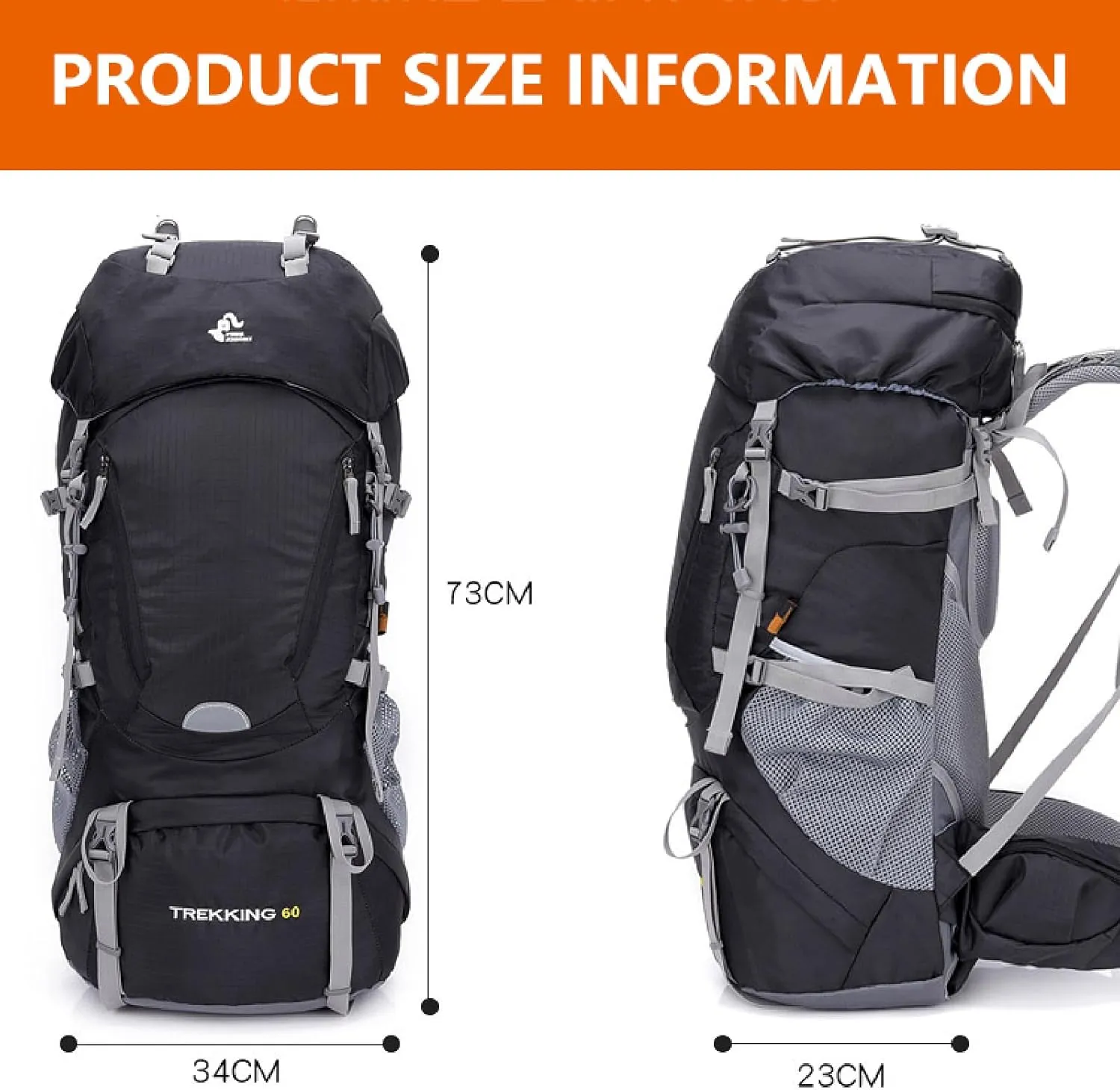 APLUSH Hiking Camping Backpack with Rain Cover, Lightweight Waterproof Outdoor Sport Travel Daypack for Climbing Touring,Blue b,60L