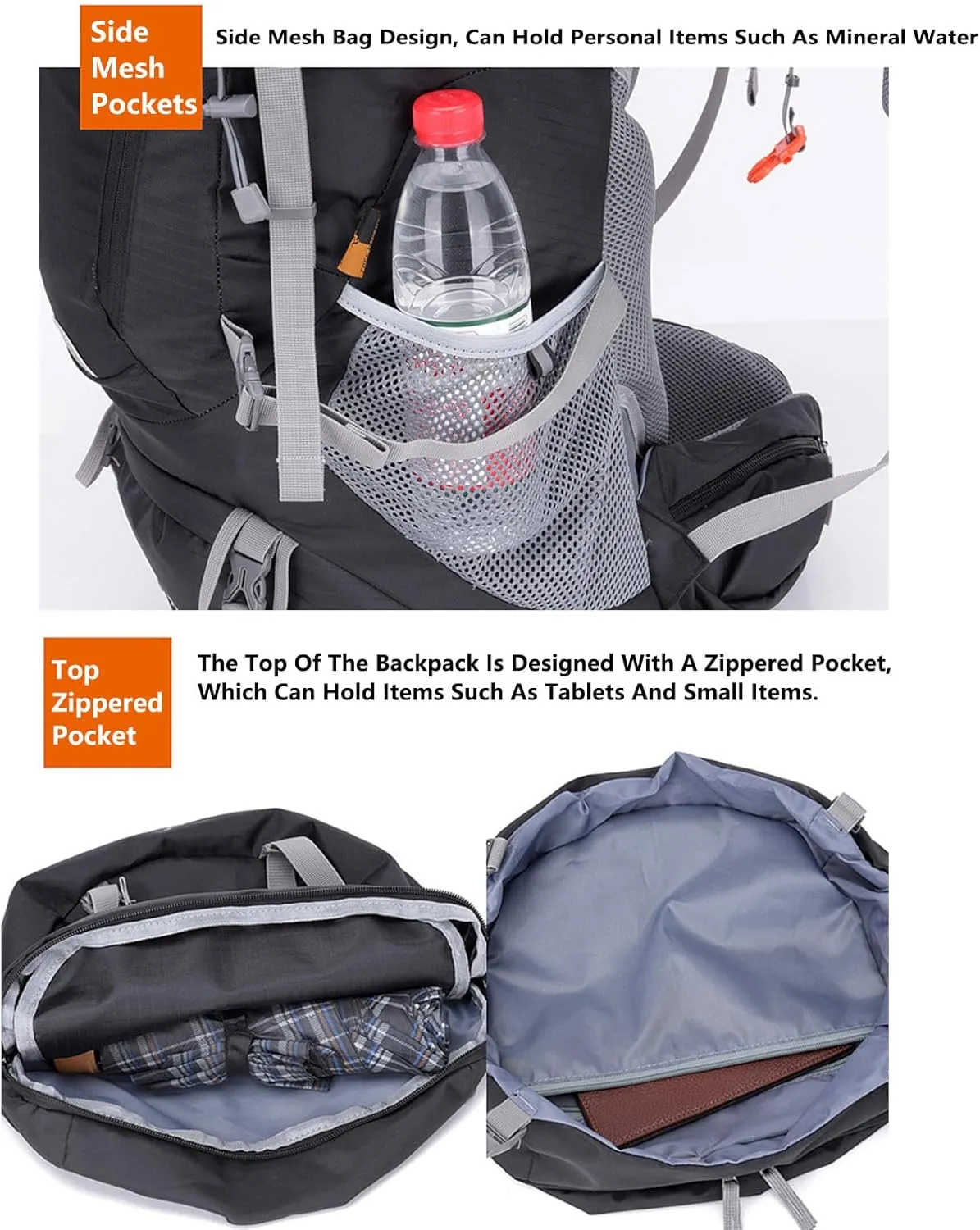 APLUSH Hiking Camping Backpack with Rain Cover, Lightweight Waterproof Outdoor Sport Travel Daypack for Climbing Touring,Blue b,60L
