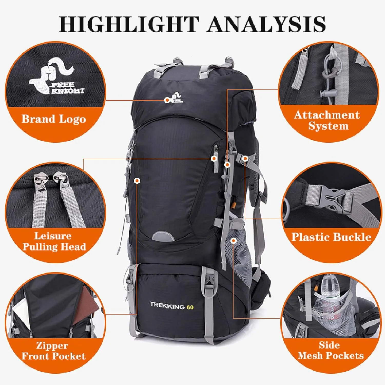 APLUSH Hiking Camping Backpack with Rain Cover, Lightweight Waterproof Outdoor Sport Travel Daypack for Climbing Touring,Green b,60L