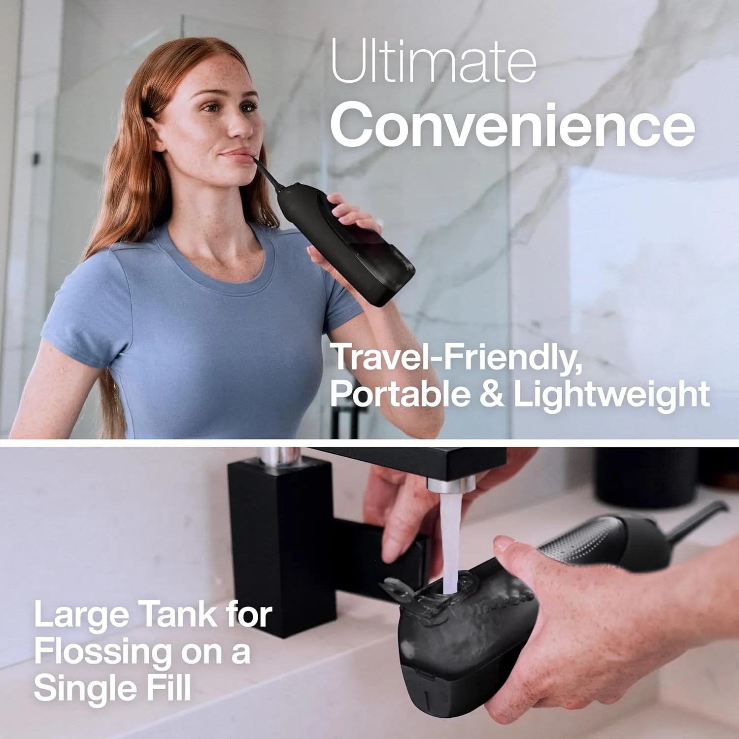 AquaSonic Icon Water Flosser for Teeth – Cordless Rechargeable Oral Irrigator – Waterproof, Portable Dental Cleaning with Jet Tip – Braces Home Travel - Onyx