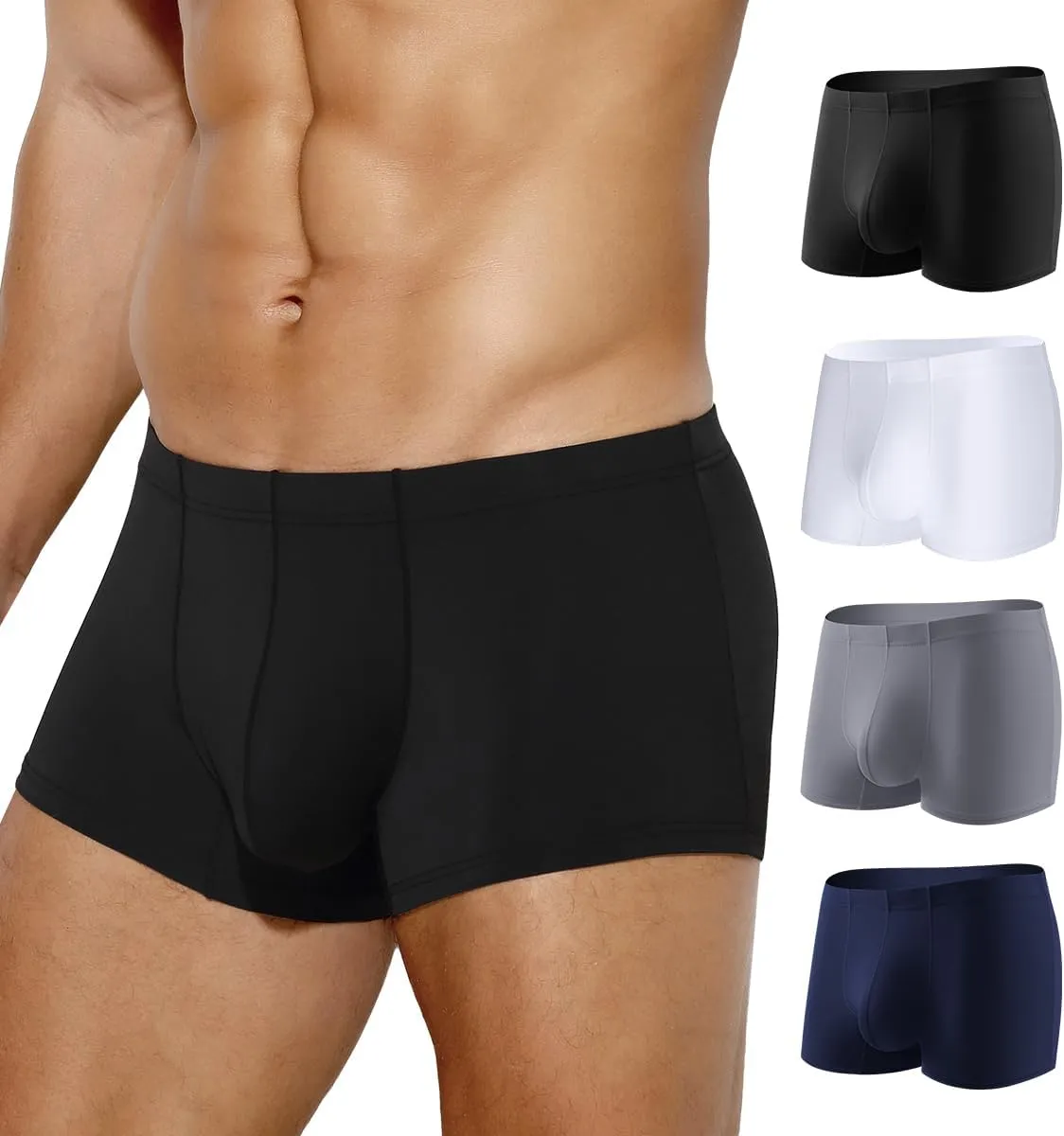 Arjen Kroos Men's Boxer Briefs, Sexy Silky Breathable Ice Silk Mens Trunks Underwear, Underwear for Men 4 Pack