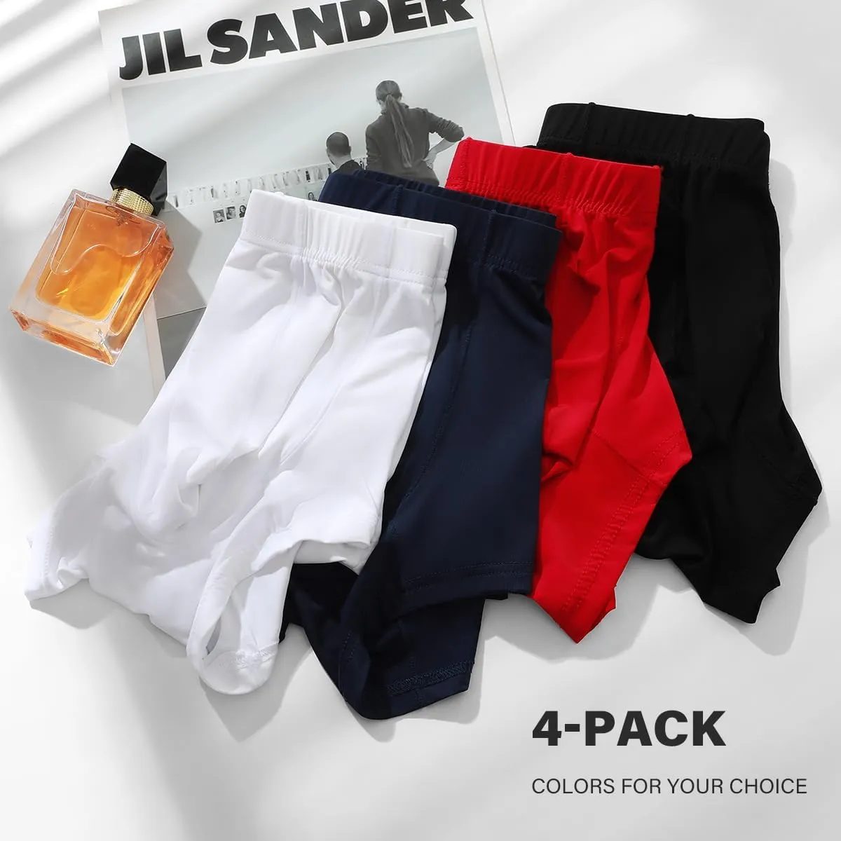 Arjen Kroos Men's Boxer Briefs, Sexy Silky Breathable Ice Silk Mens Trunks Underwear, Underwear for Men 4 Pack