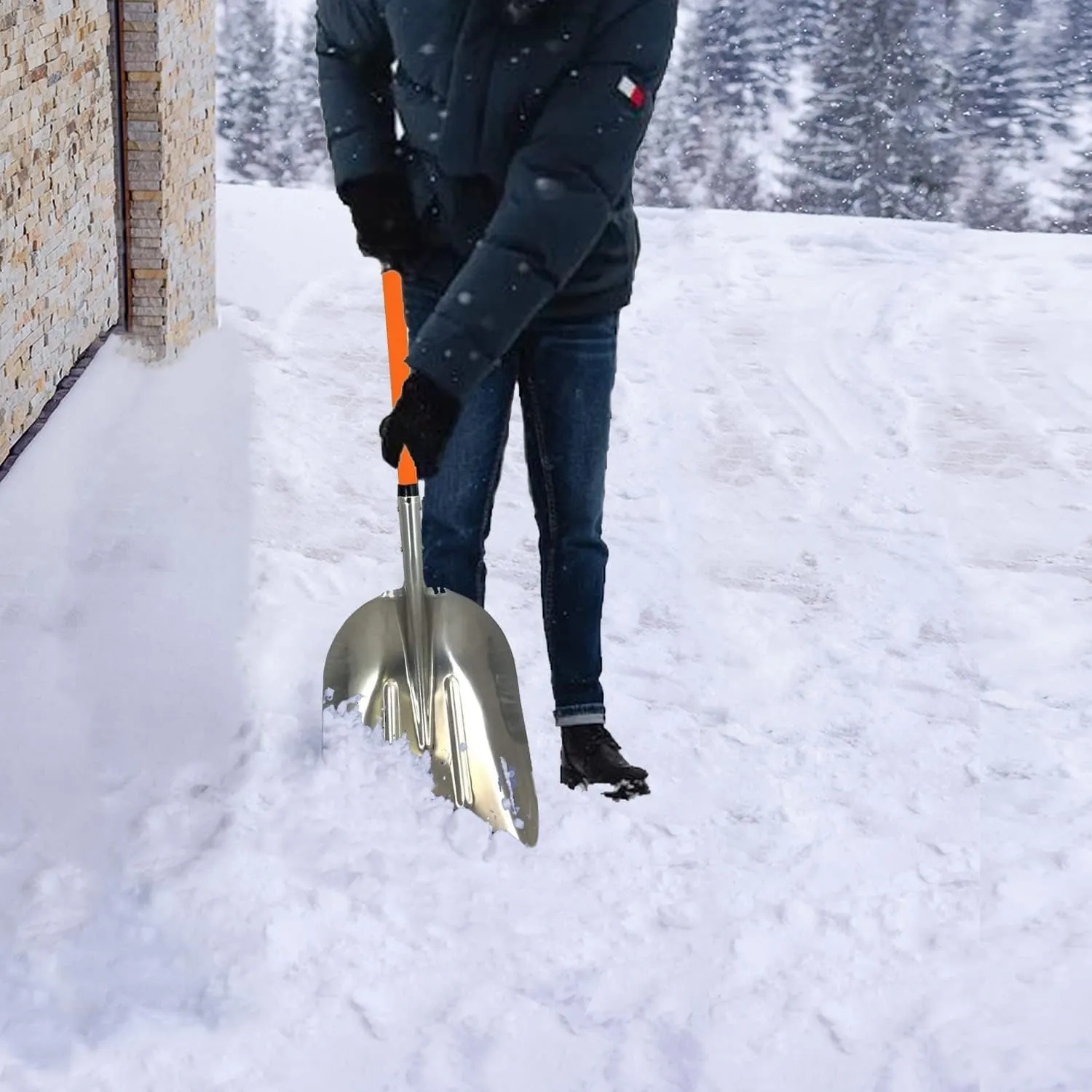 Ashman Aluminium 48 inch Snow Shovel with Large Head and Durable Handle. (Scoop Shovel, 2 Pack)