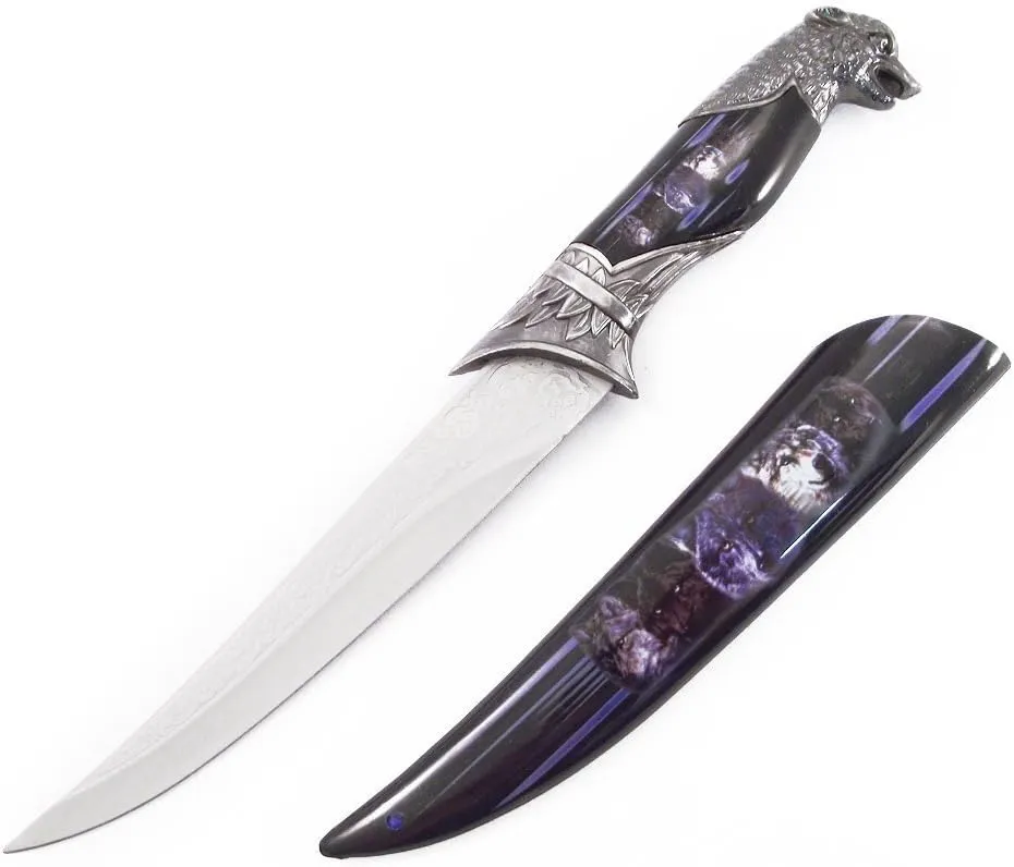 ASR Outdoor 13.5 inch Animal Head Decorative Collector's Hunting Knife with Ornamental Scabbard