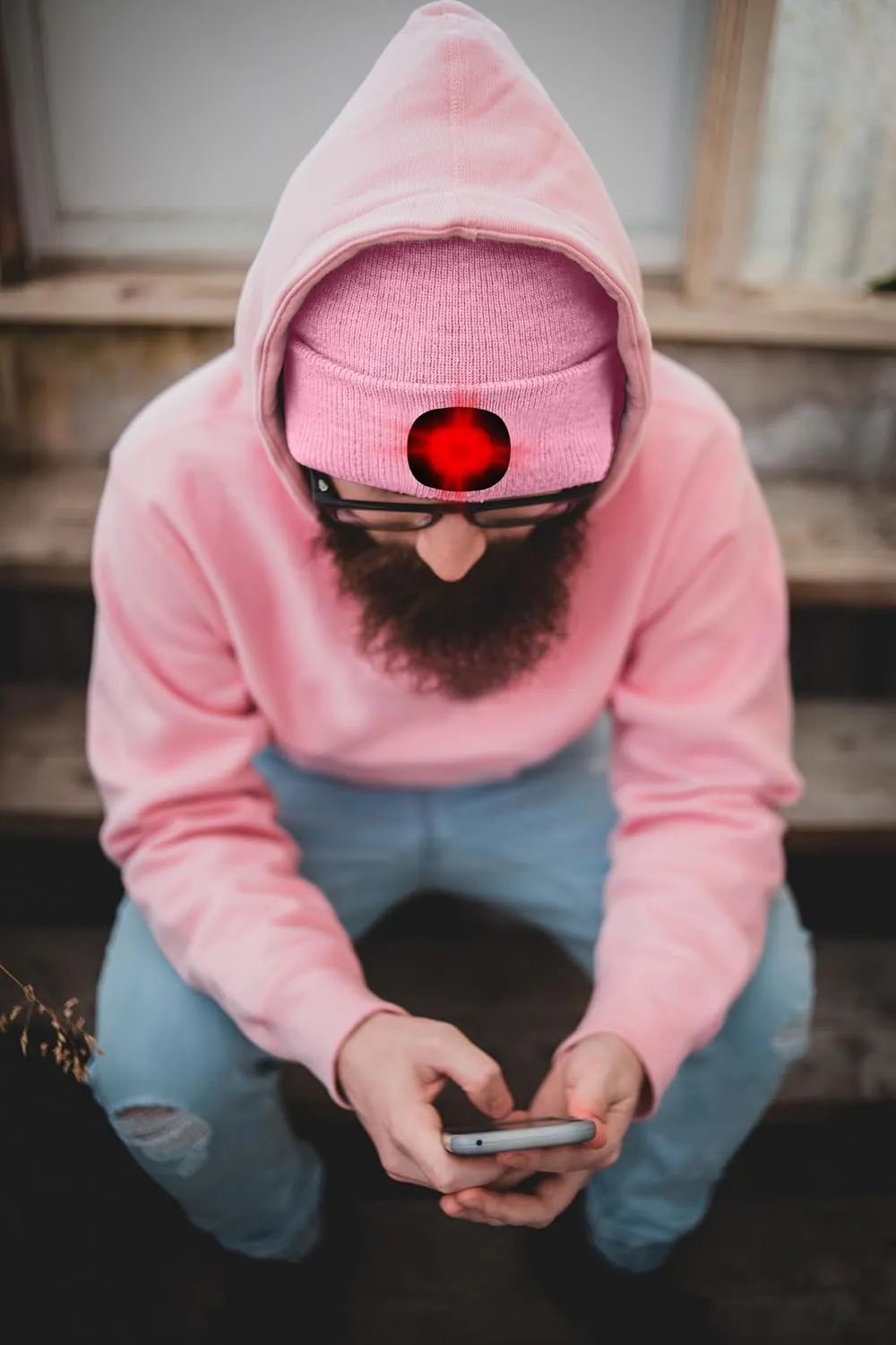 ATNKE LED Lighted Beanie Hat,USB Rechargeable 8 LED Red Glow Flashing Run Headlamp Lined Fleece Cap for Men and Women
