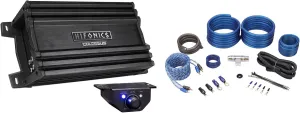 Audiosavings Bundle: Hifonics HCM-1200.1D 1200 Watt Mono Amplifier Mini 1 Ohm Class D Car Stereo Amp Bundle with Rockville RWK41 4 Gauge Complete Car Amp Wiring Installation Wire Kit (2 Items)