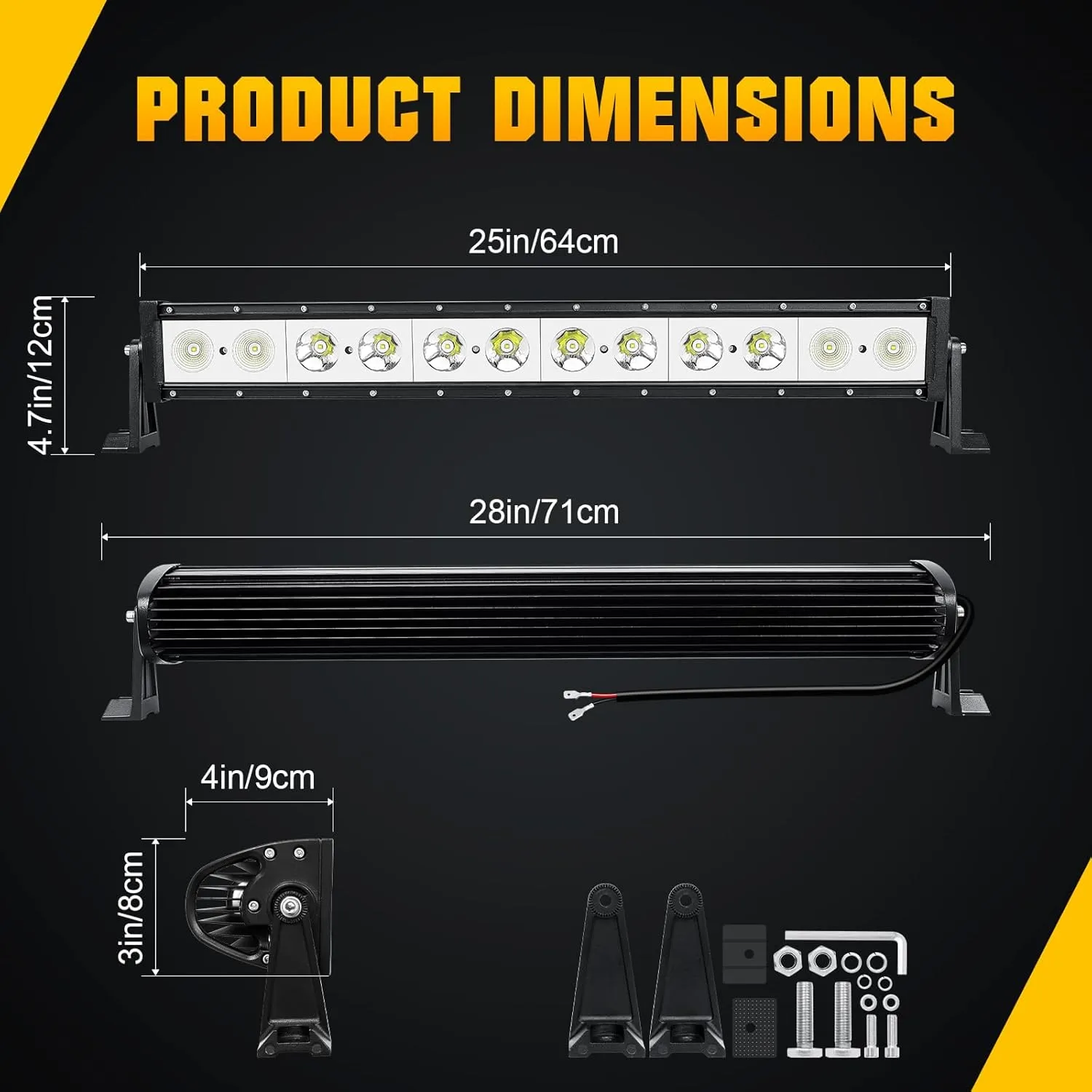 AUXTINGS 24 inch 60W LED Light Bar with 12V Wiring Kit, Single Row Spot Flood Beam Off Road Driving Lights,6000LM Fog Headlight for 12V 24V Vehicle 4X4 4WD Car ATV UTV SUV Truck Tractor Trailer Boat