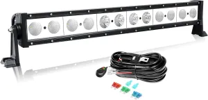 AUXTINGS 24 inch 60W LED Light Bar with 12V Wiring Kit, Single Row Spot Flood Beam Off Road Driving Lights,6000LM Fog Headlight for 12V 24V Vehicle 4X4 4WD Car ATV UTV SUV Truck Tractor Trailer Boat
