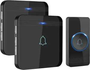 AVANTEK Wireless Doorbell, D-3B Waterproof Door Chime Kit Operating at over 1300 Feet with 2 Plug-In Receivers, 52 Melodies, CD Quality Sound and LED Flash