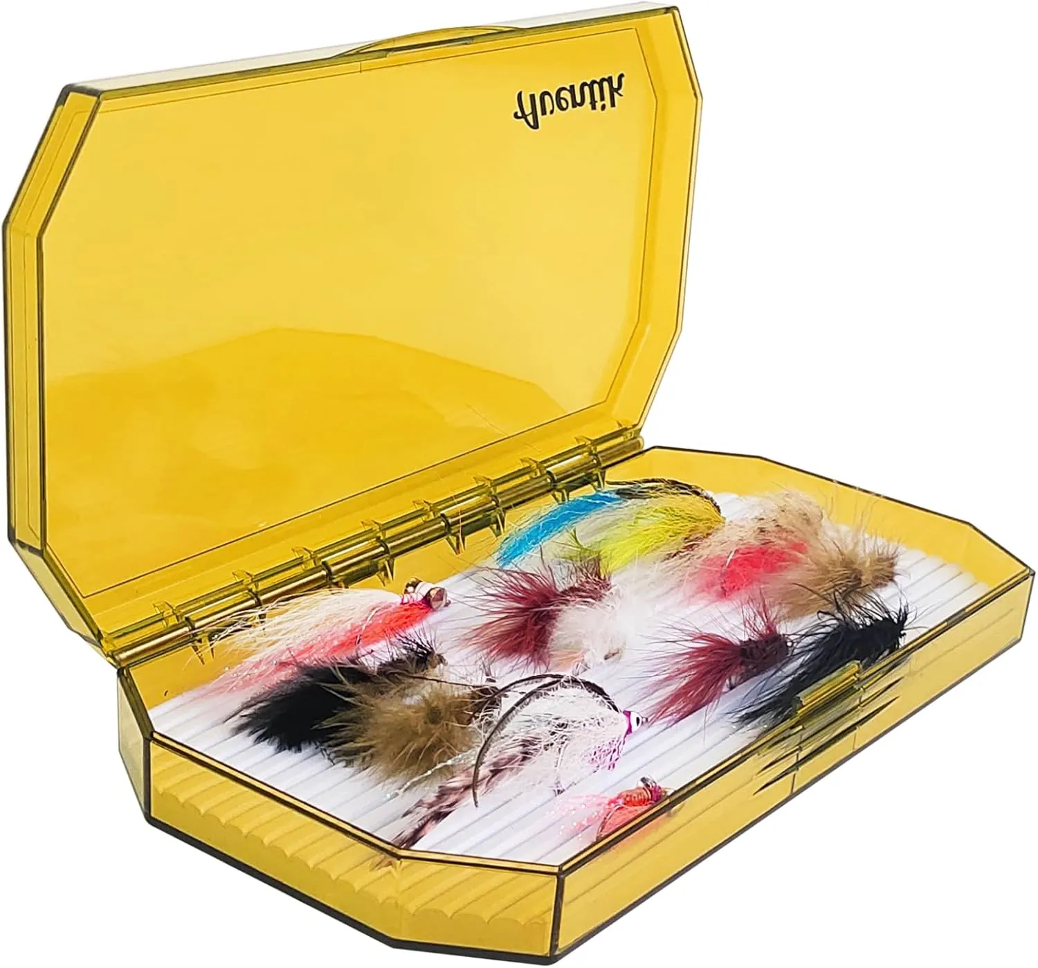 Aventik Saltwater Fishing Box Streamers Saltwater & Salmon Flies Storage Spacious Durable Tackle Storage Solution (Yellow, L)