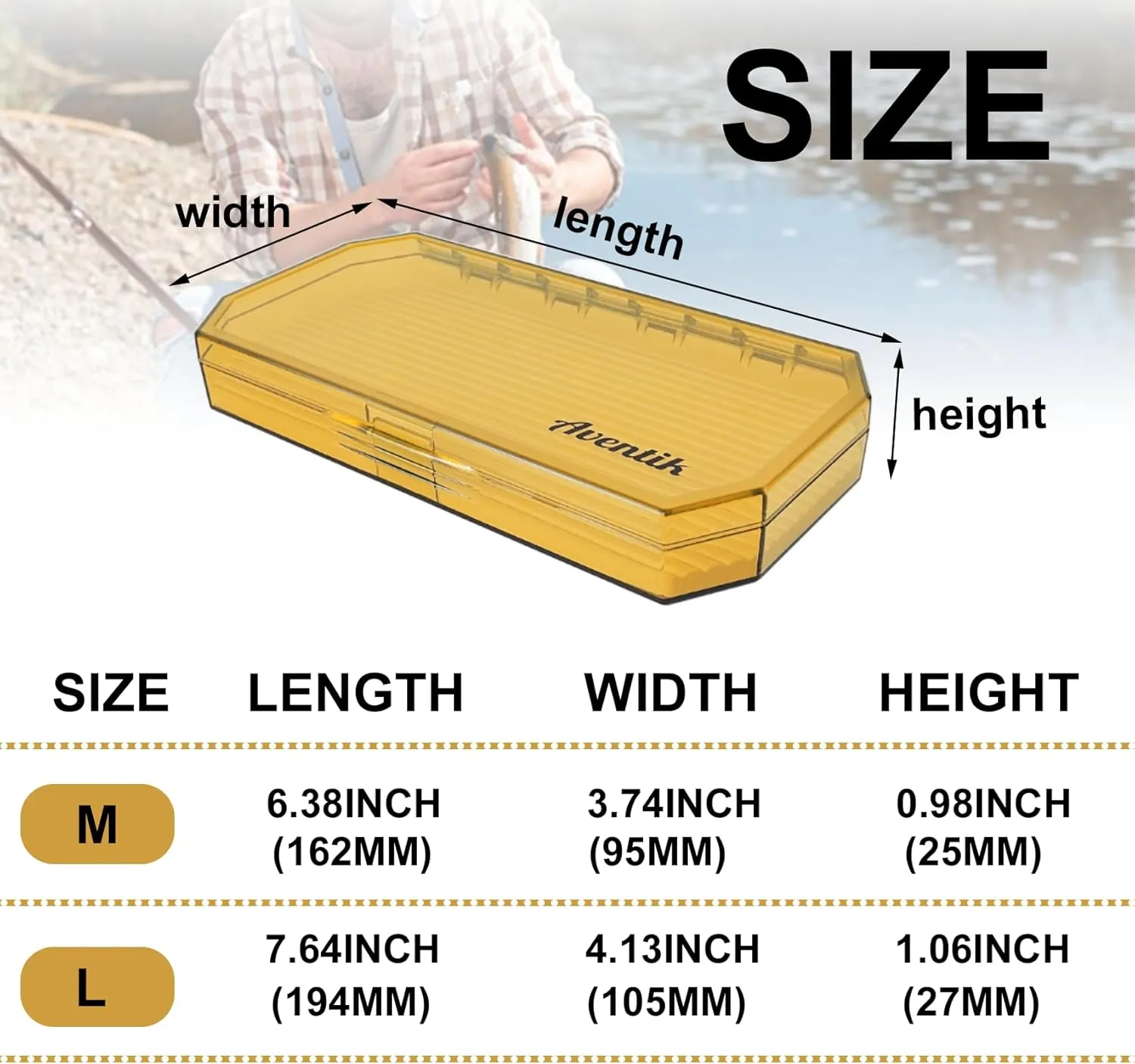 Aventik Saltwater Fishing Box Streamers Saltwater & Salmon Flies Storage Spacious Durable Tackle Storage Solution (Yellow, L)