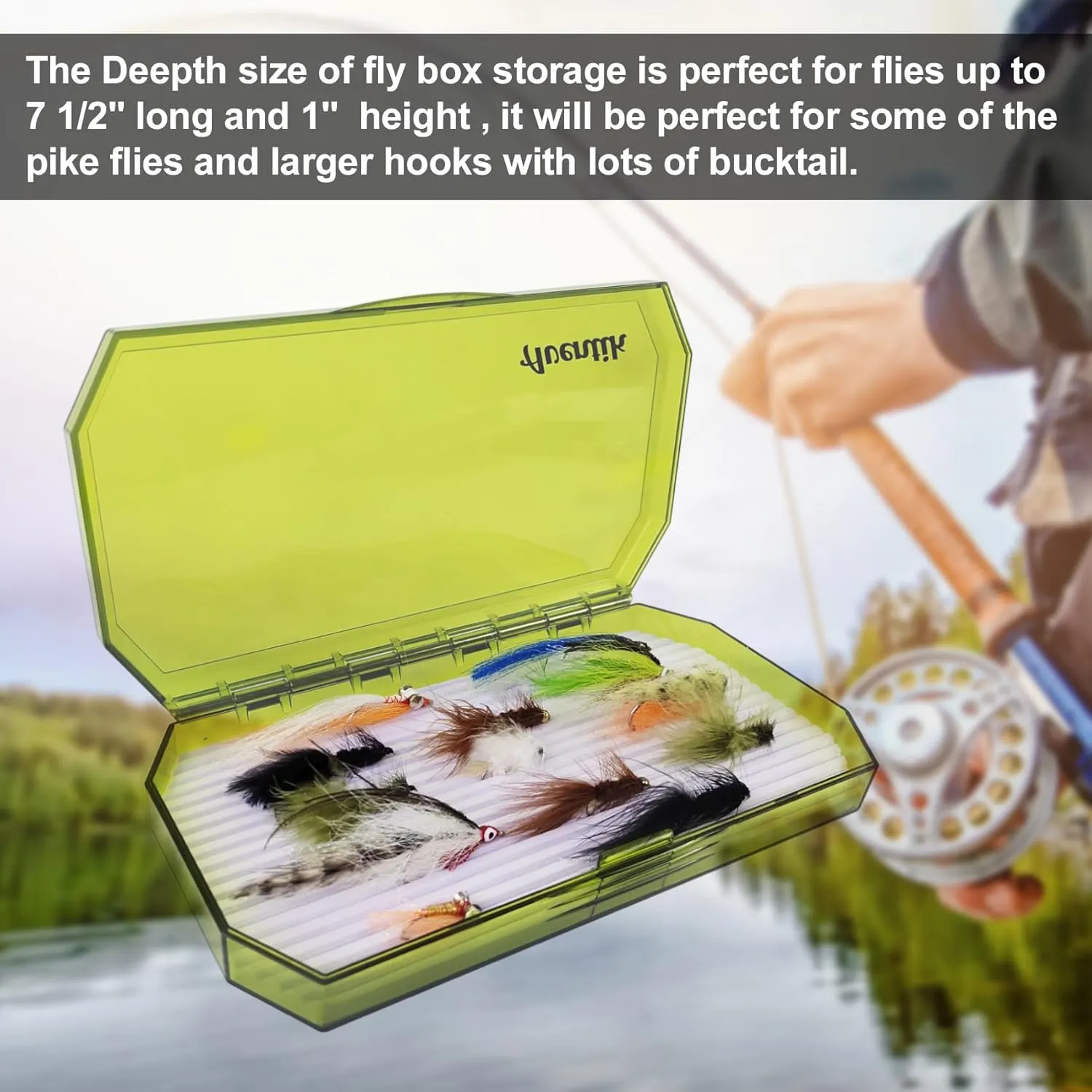 Aventik Saltwater Fishing Box Streamers Saltwater & Salmon Flies Storage Spacious Durable Tackle Storage Solution (Yellow, L)