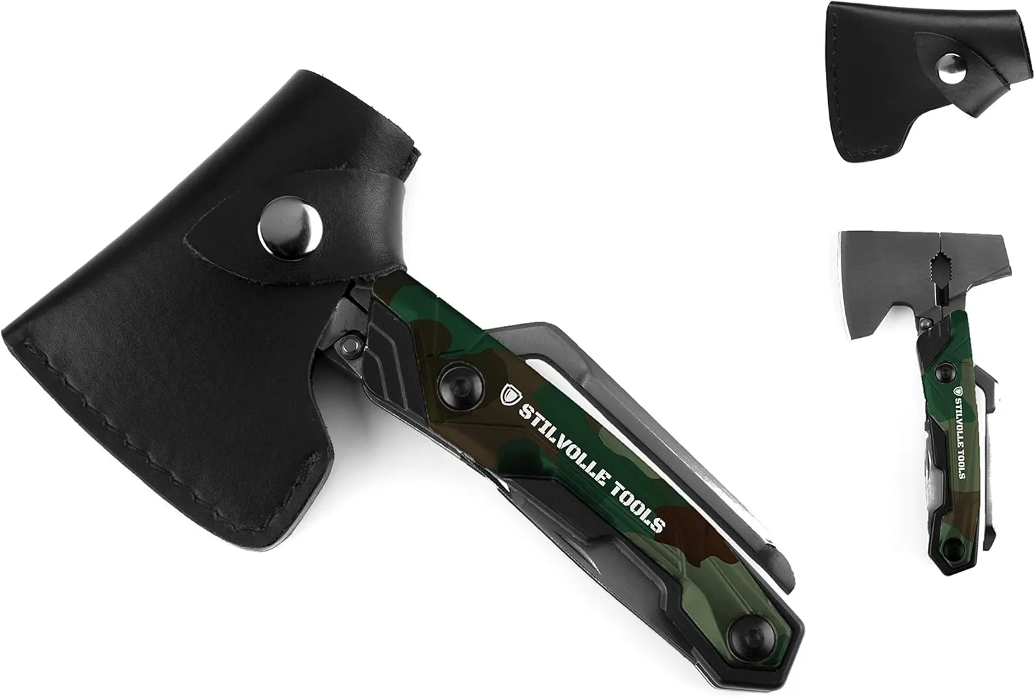 Axe 9 ax with 9-Featured Multi-Tool Hammer, Wrench, Wire Cutter, ax, Bottle Opener, Phillips Screwdriver, Flat-Blade Screwdriver, Nail File, Saw, Knife