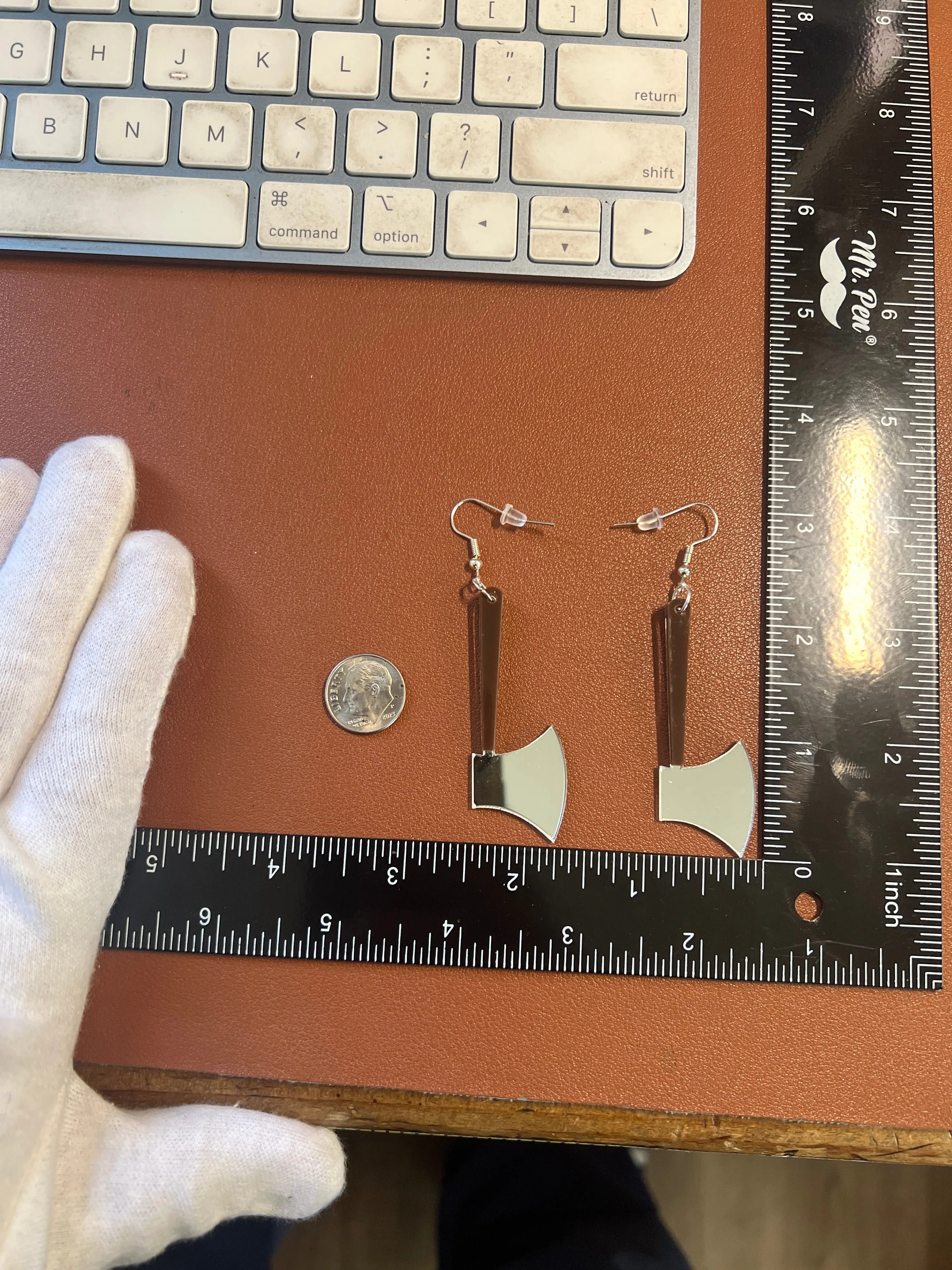 Axe Earrings, 2 1/4", dangle hooks, Indian, Native, Hatchet Halloween Cosplay #10