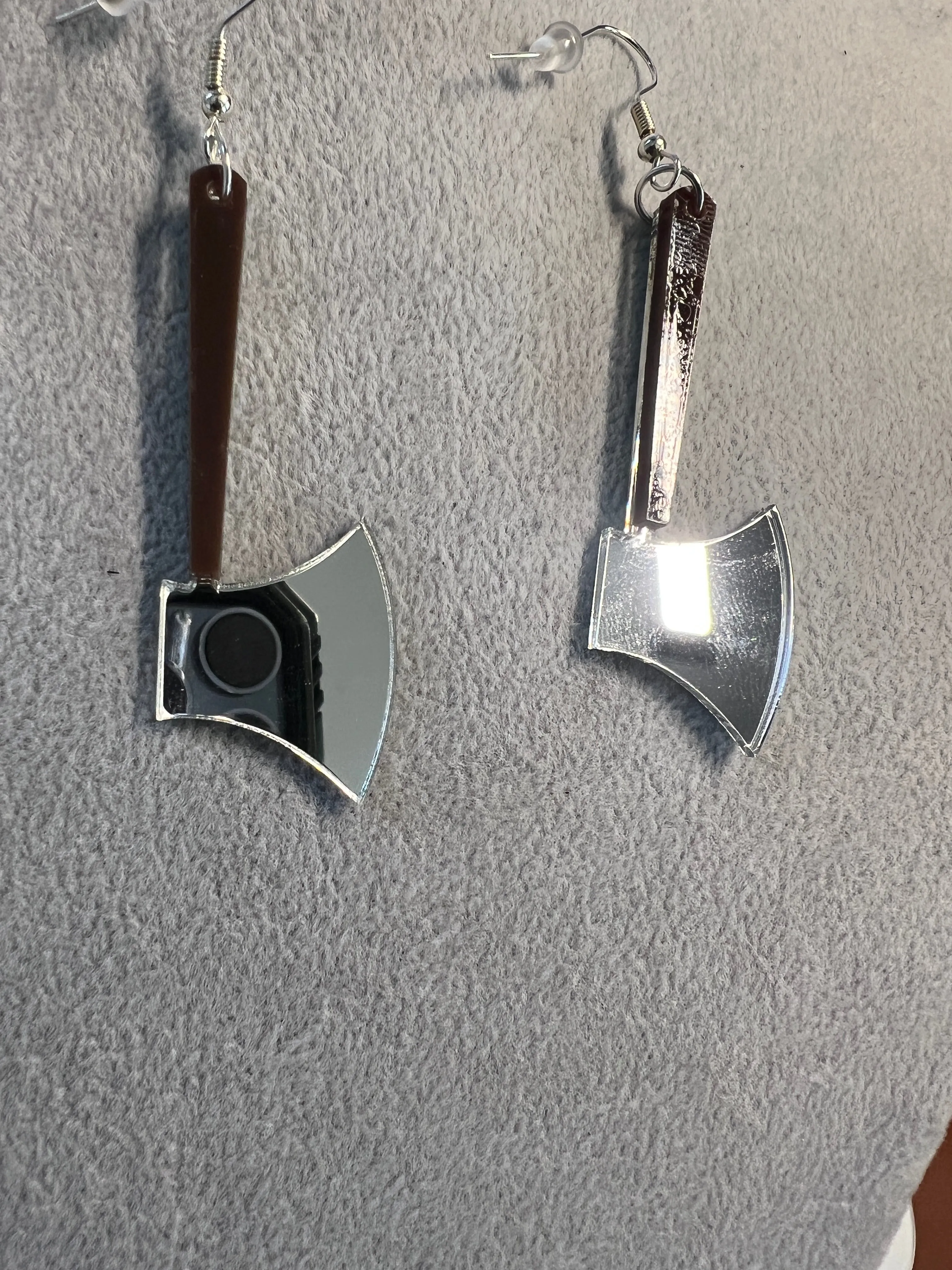 Axe Earrings, 2 1/4", dangle hooks, Indian, Native, Hatchet Halloween Cosplay #10