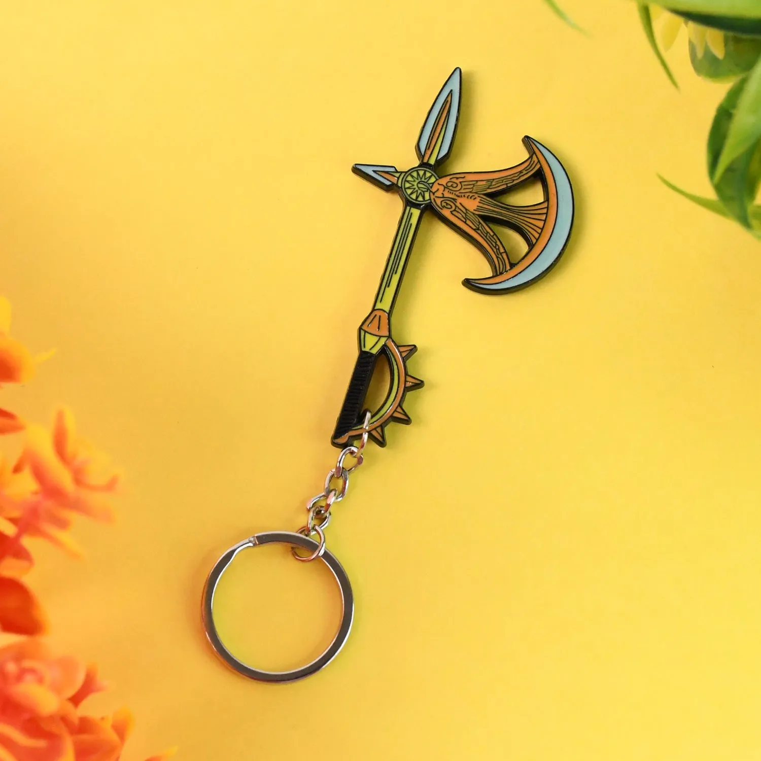 Axe Shape Metal Keychain - Durable & Stylish Accessory (1 Pc)