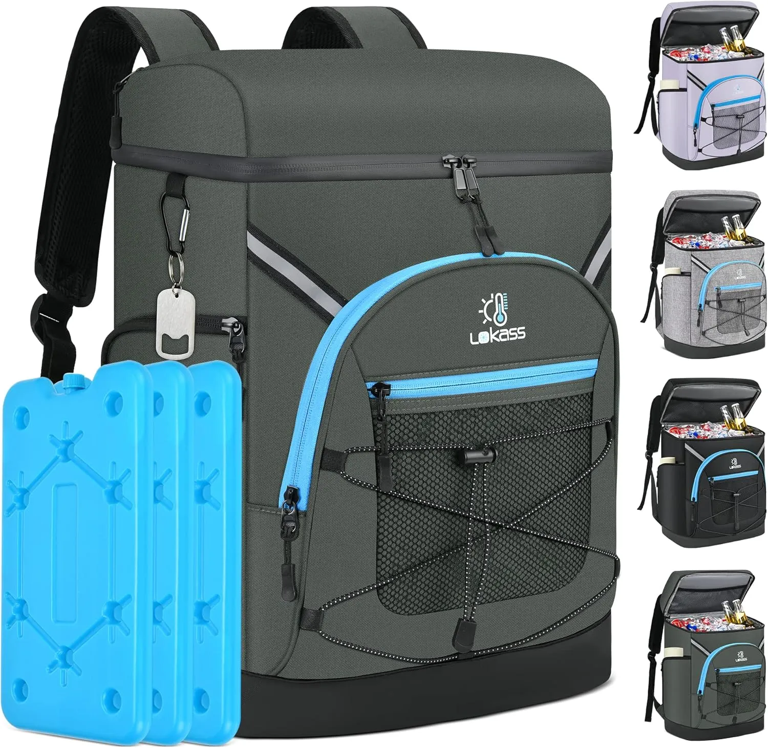 Backpack Cooler for 40 Cans, Leakproof Cooler Backpack Insulated Waterproof with 3 Ice Packs Insulated Soft Coolers for Beach Hiking Camping Fishing Picnic