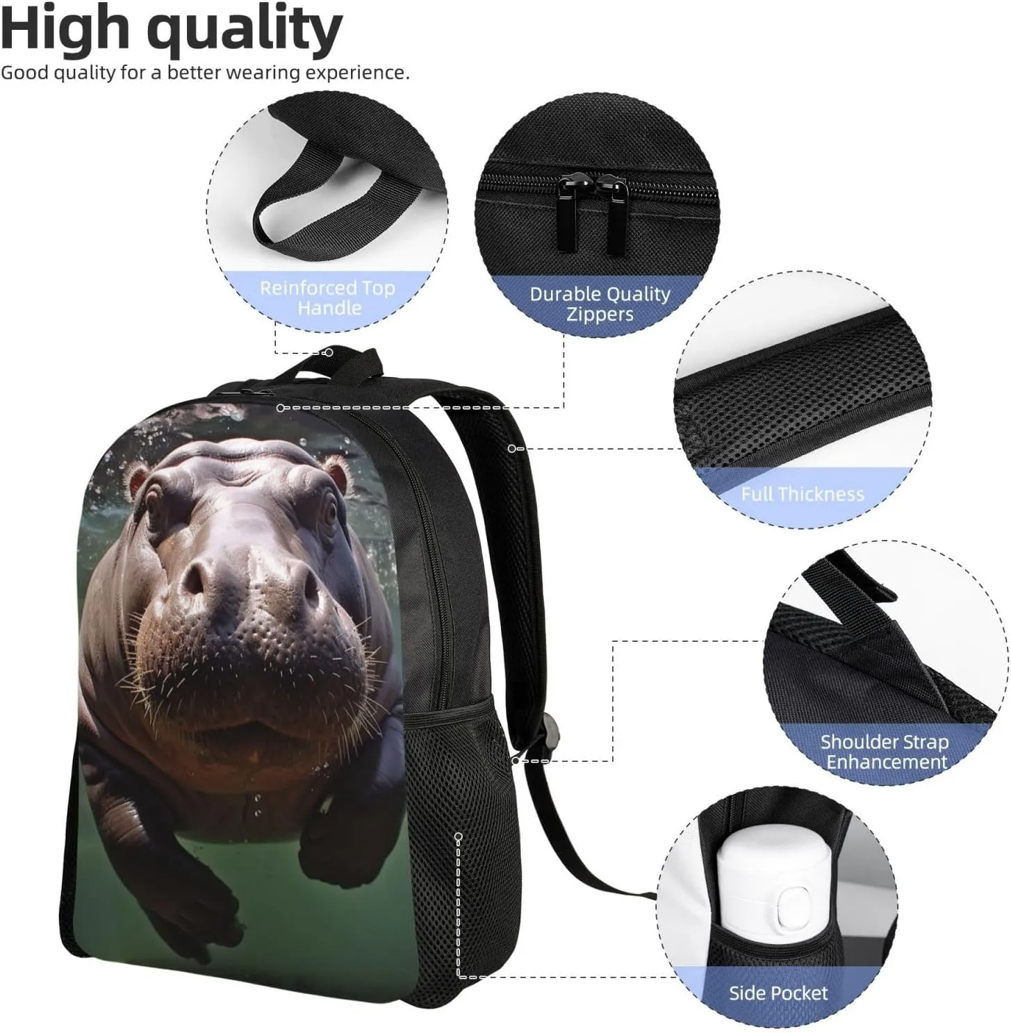 Backpack Diving Hippo Travel Casual Laptop Backpack Waterproof Hiking Daypack for Men Women