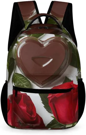 Backpack for Men Women Laptop Backpack Chocolate And Roses Casual Daypack Laptop Bag for Travel