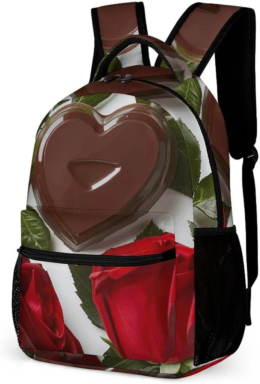 Backpack for Men Women Laptop Backpack Chocolate And Roses Casual Daypack Laptop Bag for Travel