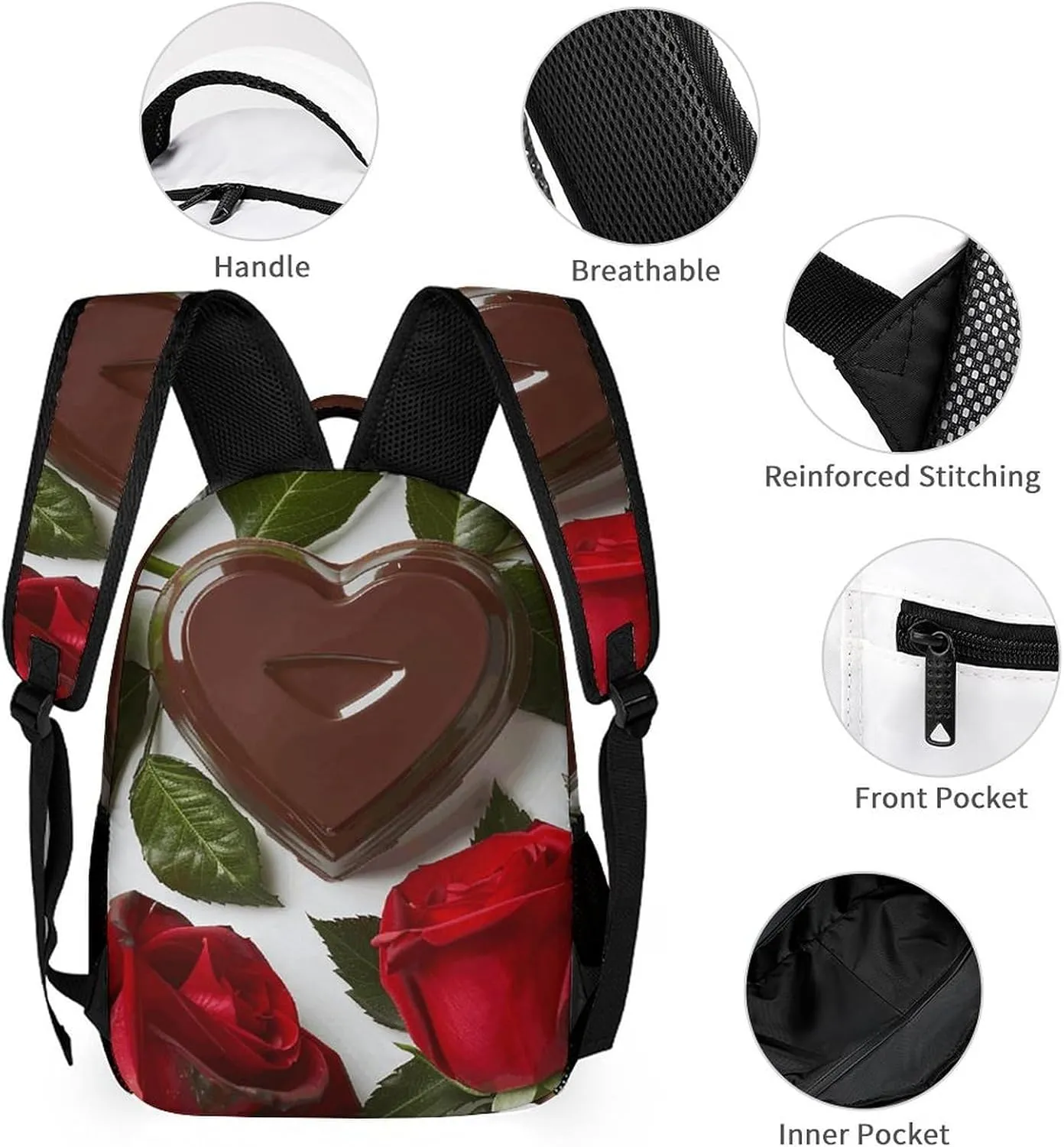 Backpack for Men Women Laptop Backpack Chocolate And Roses Casual Daypack Laptop Bag for Travel