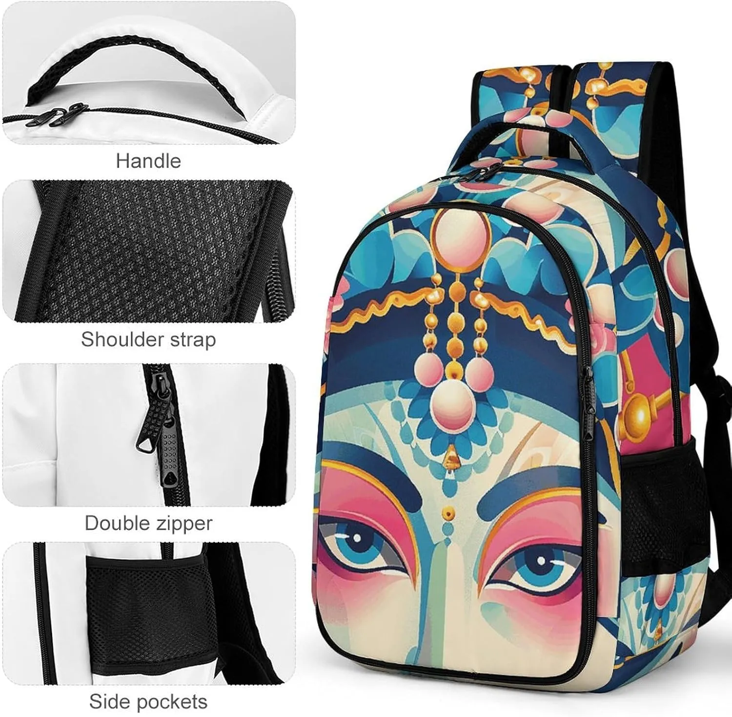Backpack for Men Women Laptop Backpack Facial Makeup Pattern Casual Daypack Laptop Bag for Travel