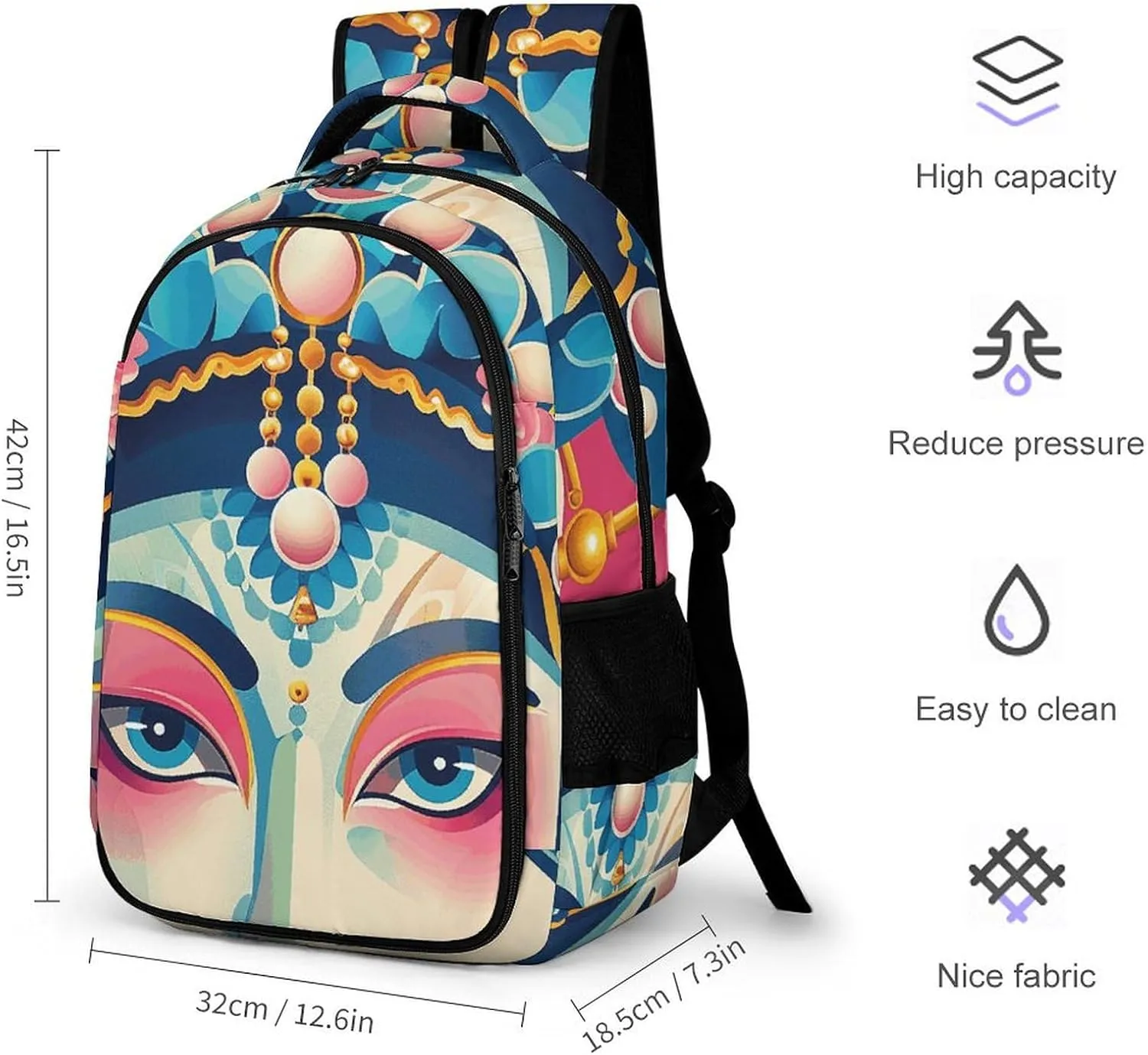 Backpack for Men Women Laptop Backpack Facial Makeup Pattern Casual Daypack Laptop Bag for Travel