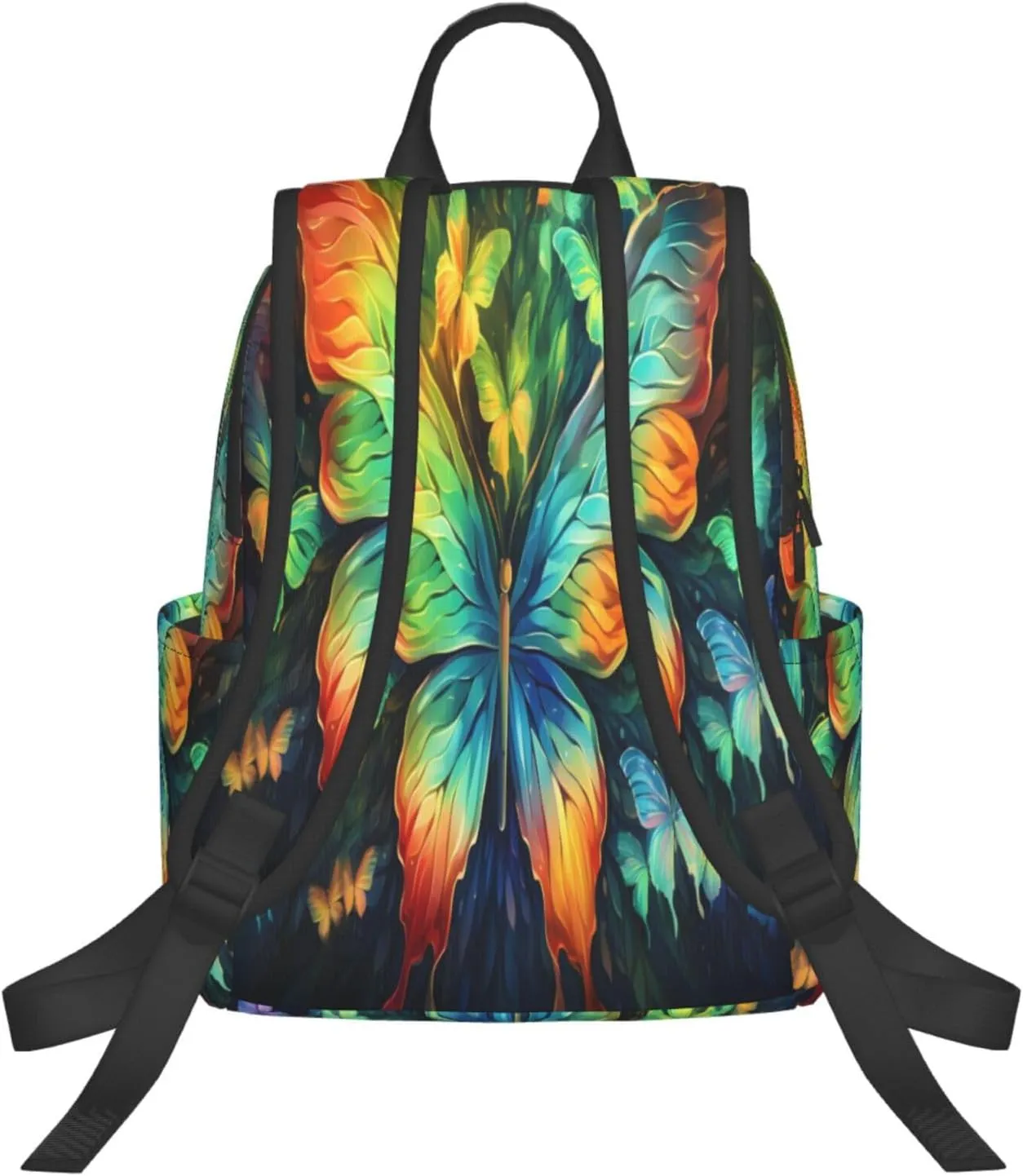 Backpack For Women Men Colorful Butterflies Pattern Bookbag Lightweight Travel Casual Daypack Water Resistant Outdoor Hiking Sport Rucksack