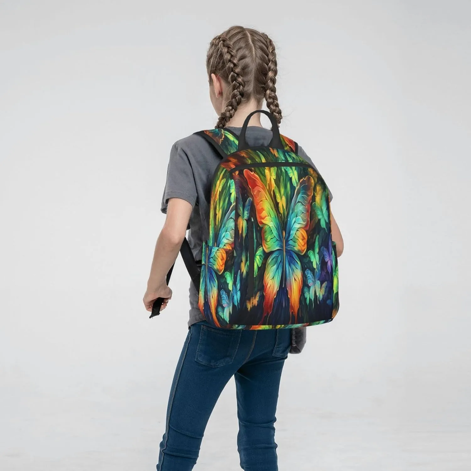 Backpack For Women Men Colorful Butterflies Pattern Bookbag Lightweight Travel Casual Daypack Water Resistant Outdoor Hiking Sport Rucksack
