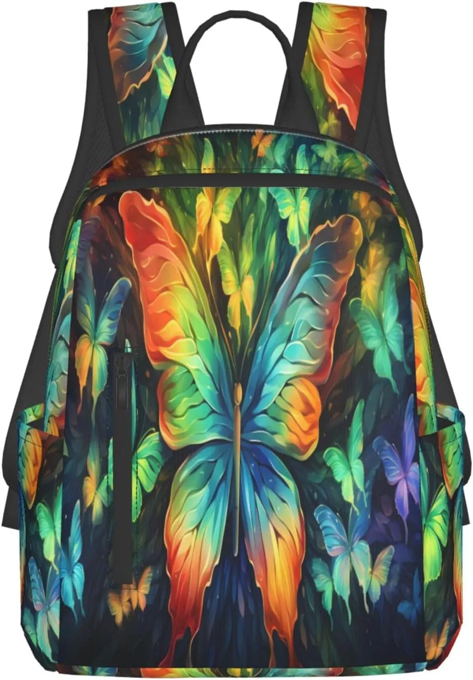 Backpack For Women Men Colorful Butterflies Pattern Bookbag Lightweight Travel Casual Daypack Water Resistant Outdoor Hiking Sport Rucksack