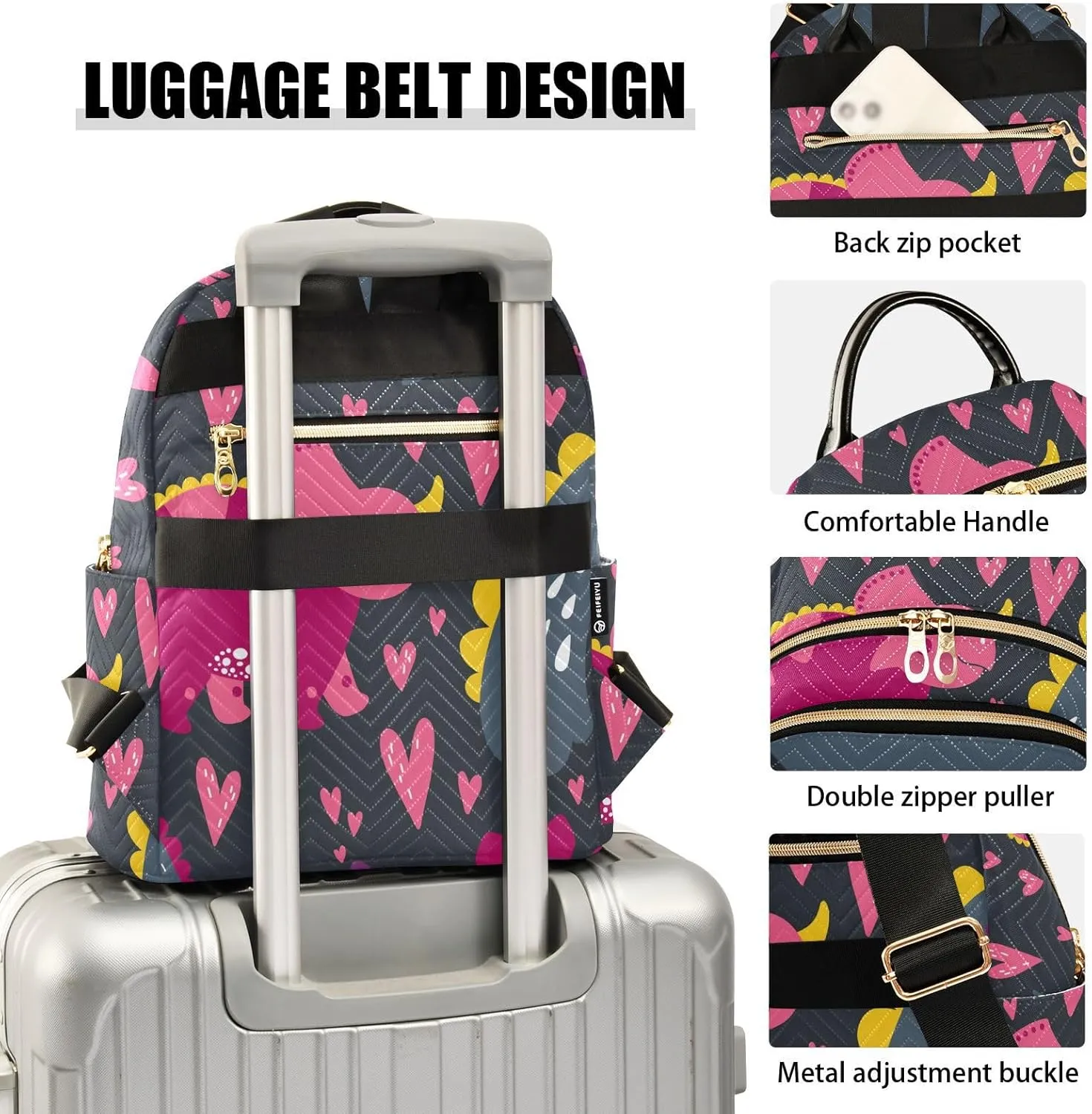 Backpack for Women Shoulder Bag Lightweight Mini Backpack Casual Daypack Back Pack for Travel Work Dinosaur (Medium Pattren 4)