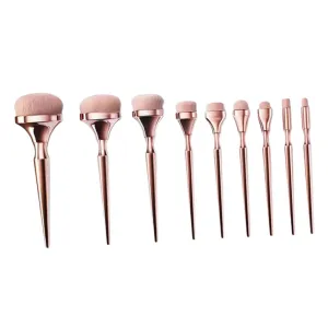 Balacoo 9pcs Gold Plated Handle Makeup Brush Set Multifunctional Cosmetology Kit for Women Supplies Professional Makeup Brushes Set Compact Portable