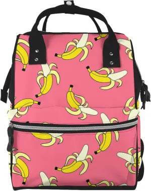 Banana Pattern Diaper Bag Backpack For Baby Girls, Mom Waterproof Large Nappy Bags For Women