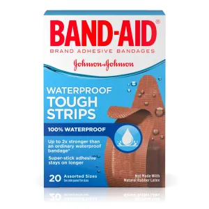 BAND-AID Brand Tough-Strips Waterproof Adhesive Bandages, Assorted Sizes