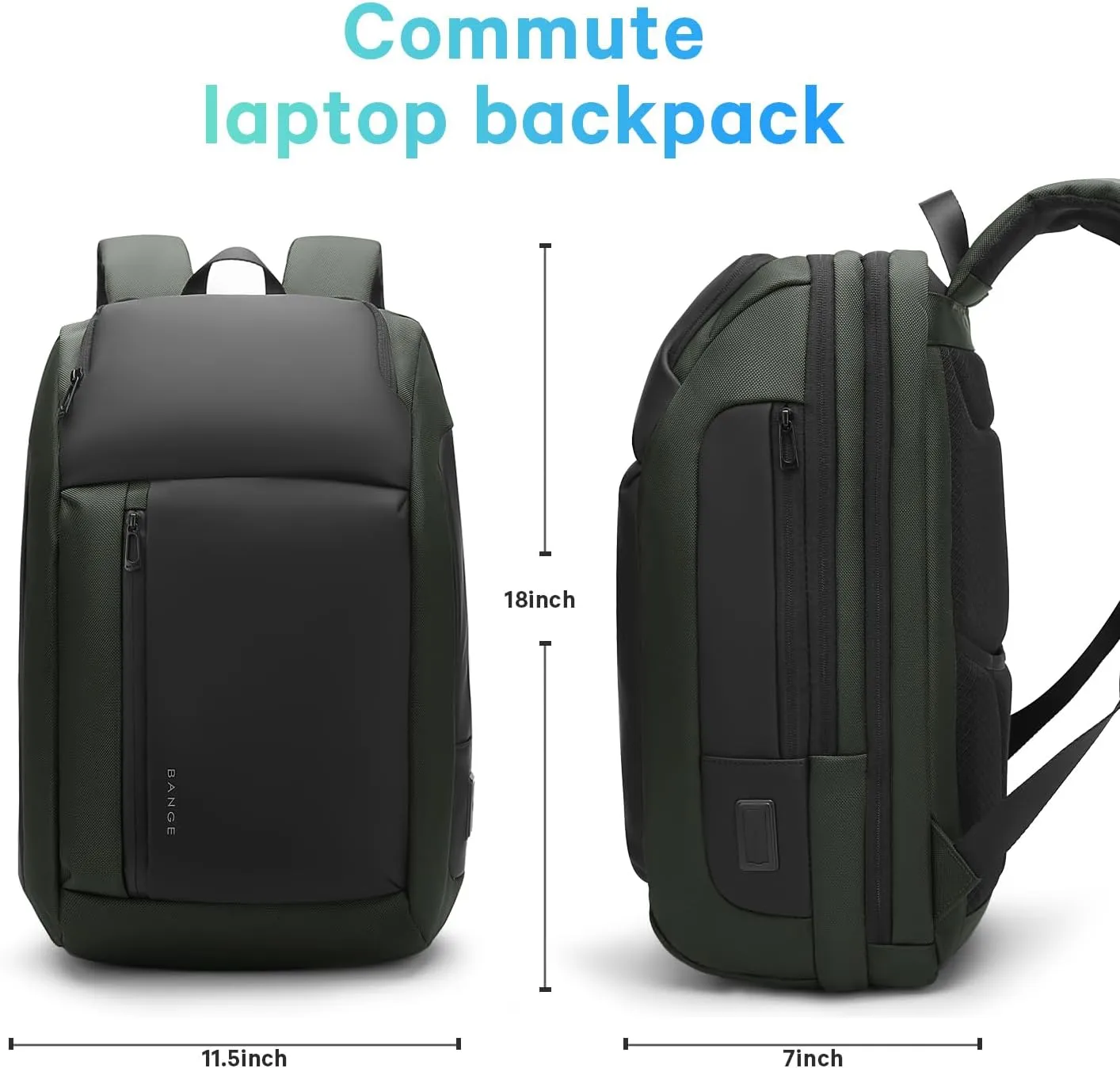 BANGE Travel BackpacksOvernight Laptop Carry-On Backpack for Airplanes Waterproof 15.6 inch Laptop Backpack for Men and Women (Green)