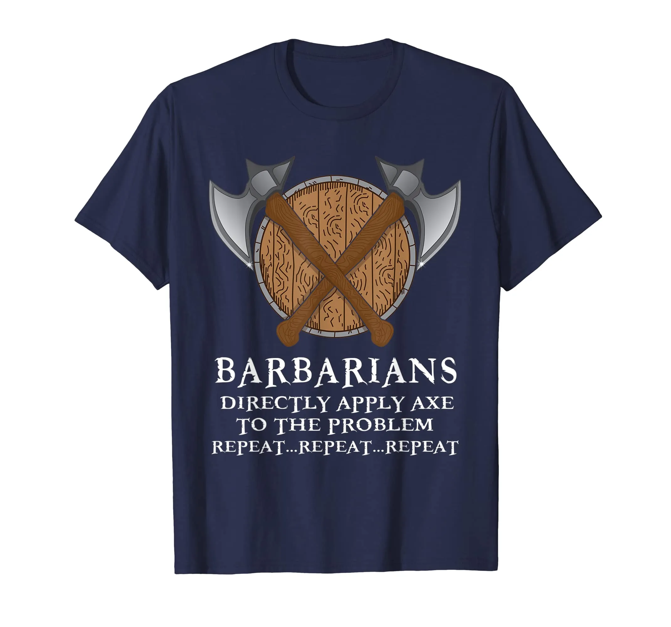 Barbarian Rpg Gamer Shirt Funny Axe Shield Tee
