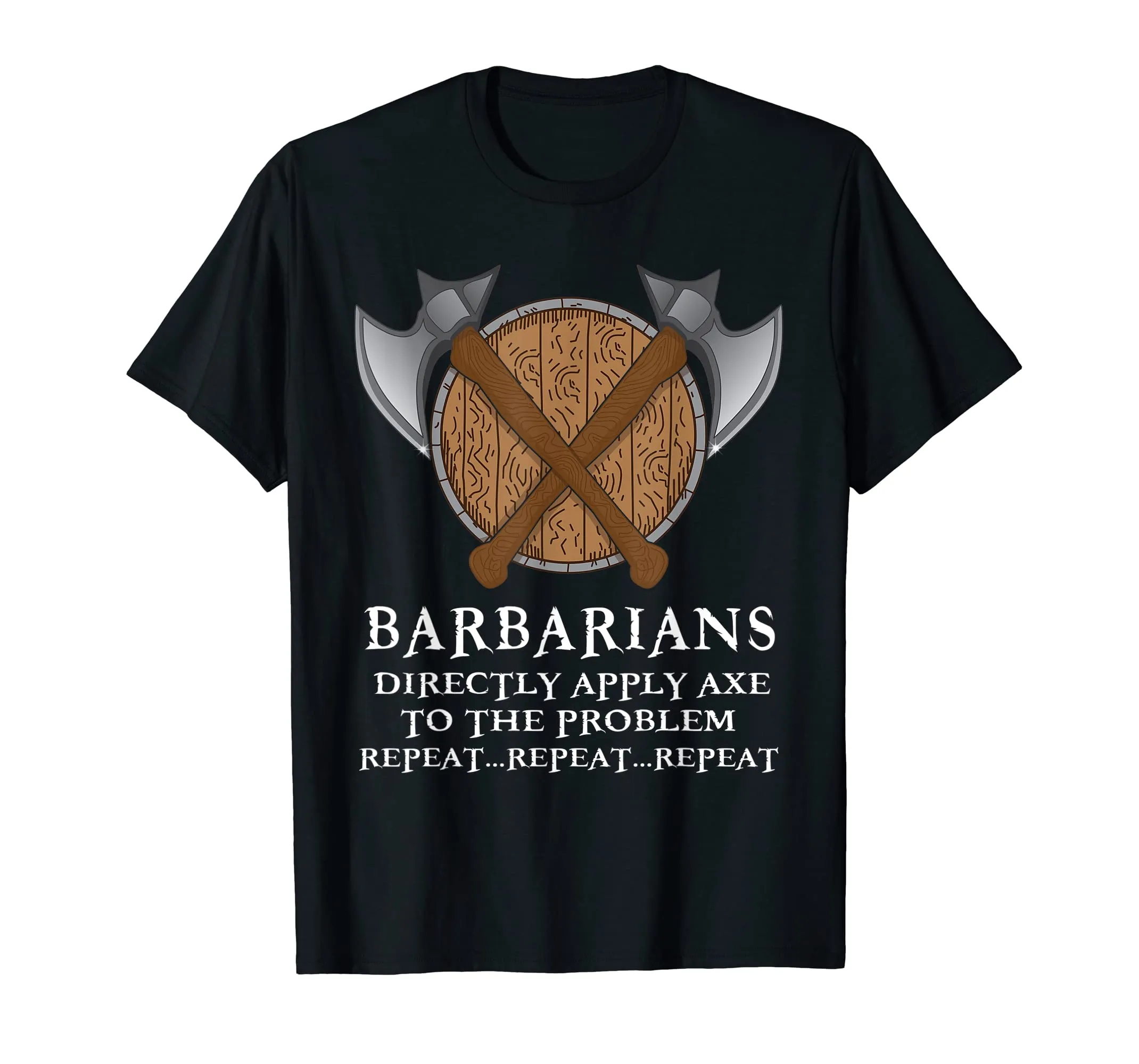 Barbarian Rpg Gamer Shirt Funny Axe Shield Tee