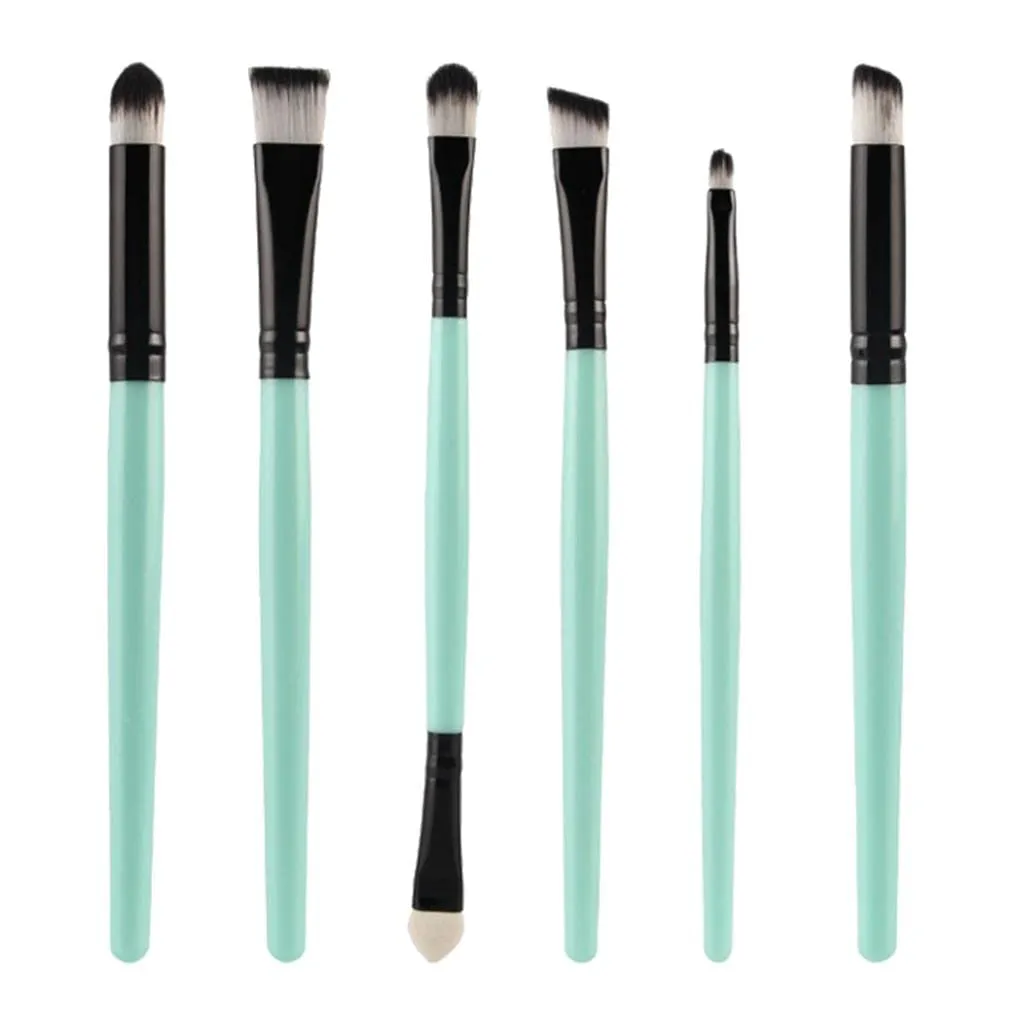 barenx 6pcs Soft Synthetic Eyeshadow Makeup Brush Kit for Eyeliner Eye Liner - Green Black