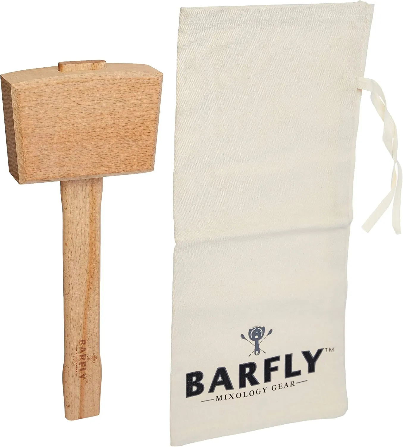 Barfly Wood Ice Mallet and Lewis Ice Bag