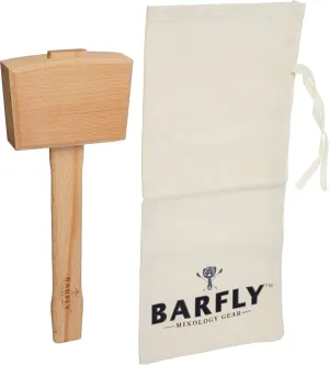 Barfly Wood Ice Mallet and Lewis Ice Bag